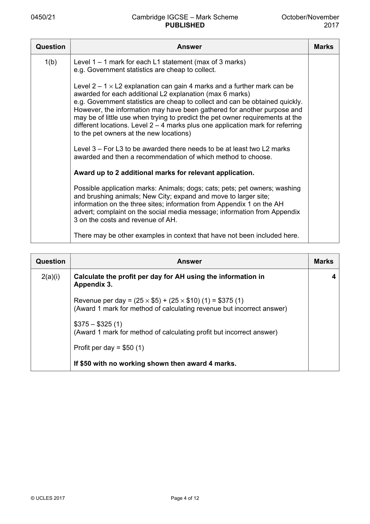 Mark scheme, page 4 of 12