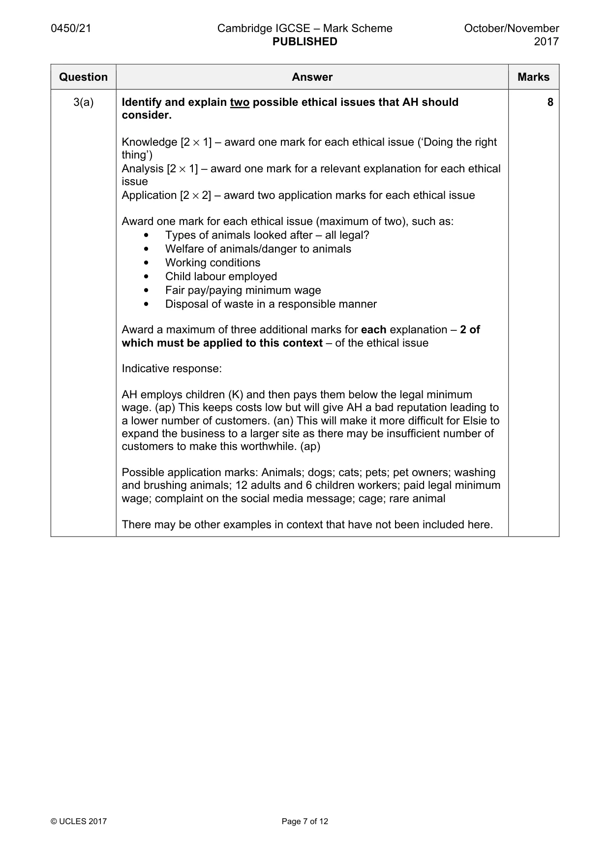 Mark scheme, page 7 of 12