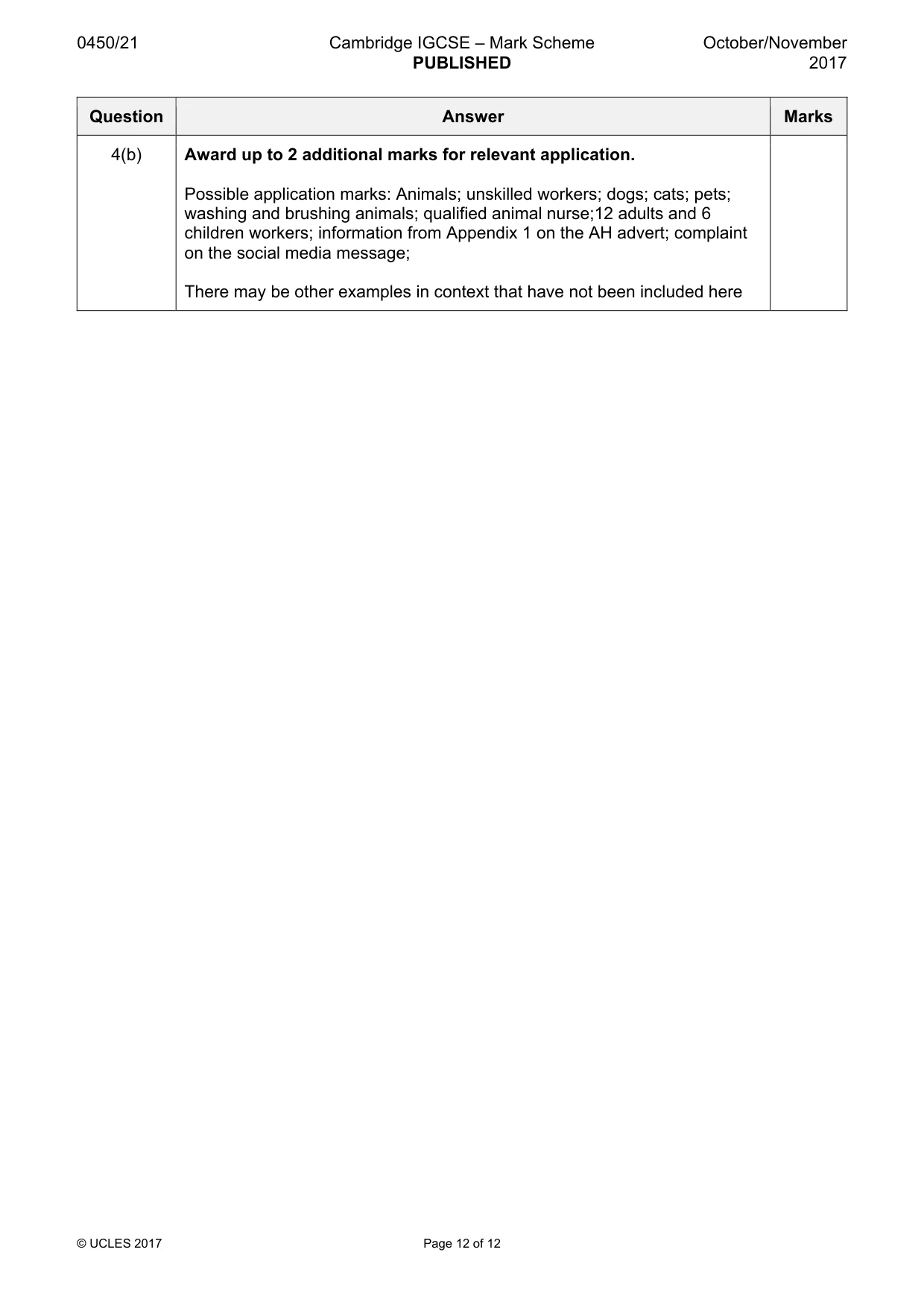 Mark scheme, page 12 of 12