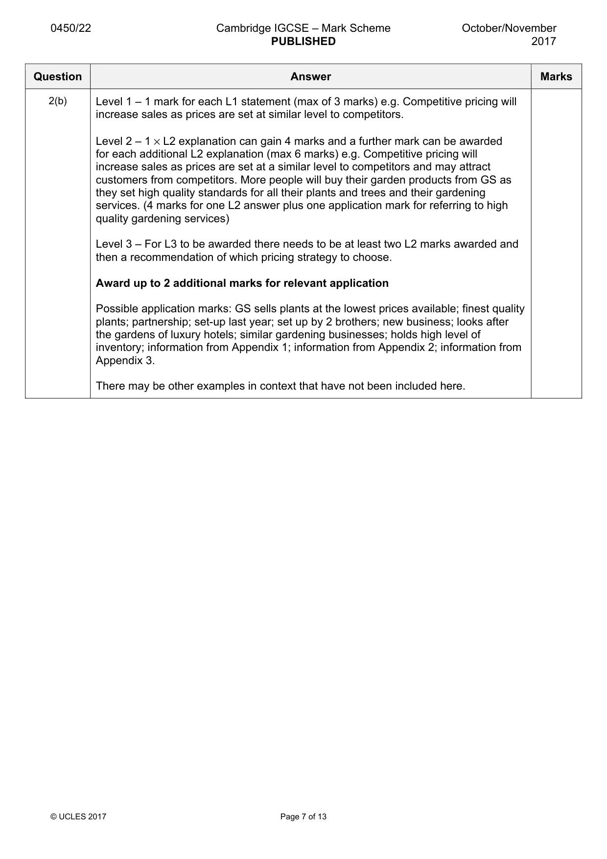 Mark scheme, page 7 of 13