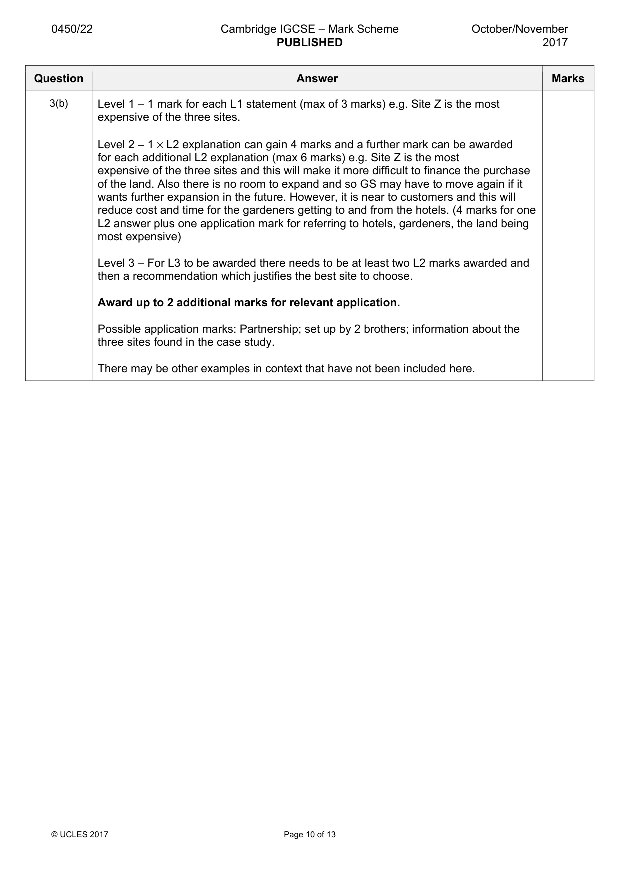 Mark scheme, page 10 of 13