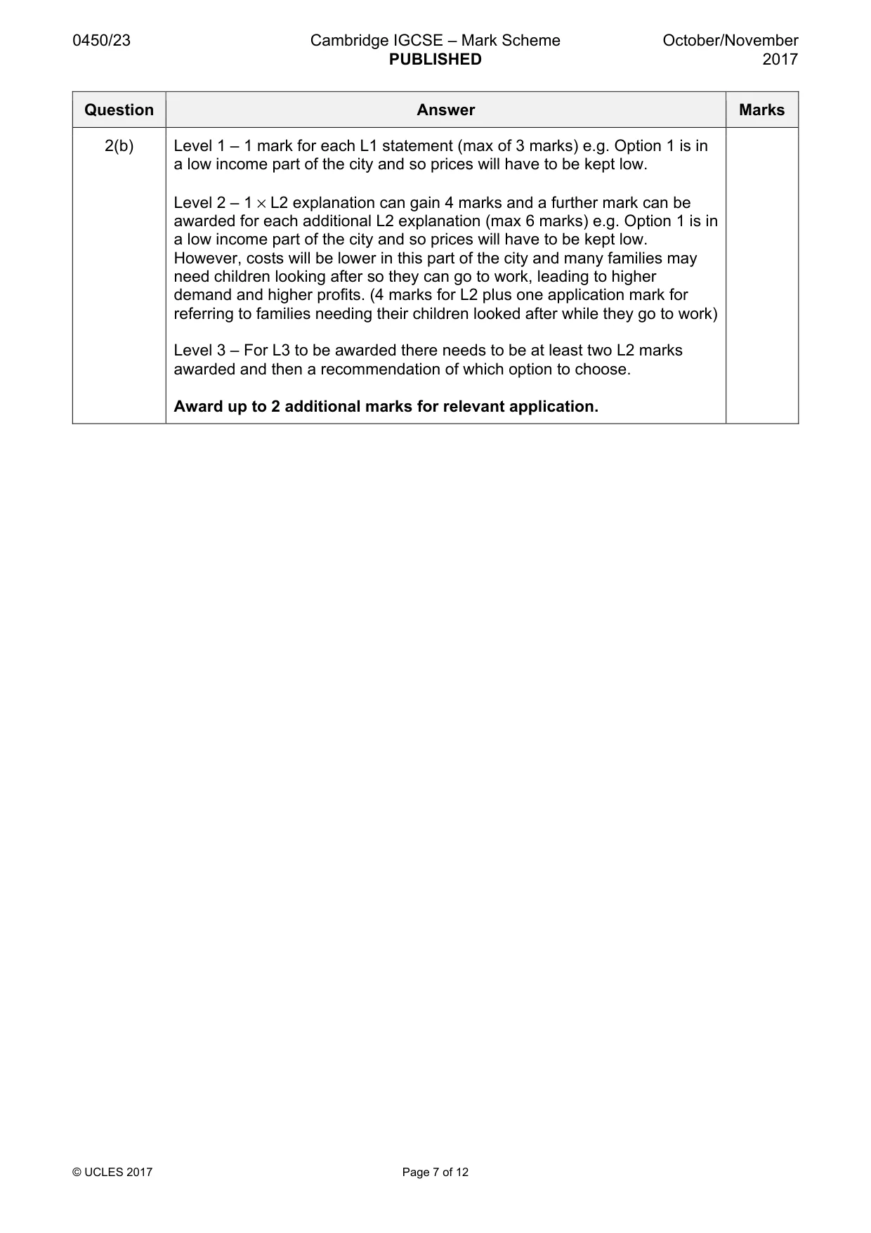 Mark scheme, page 7 of 12