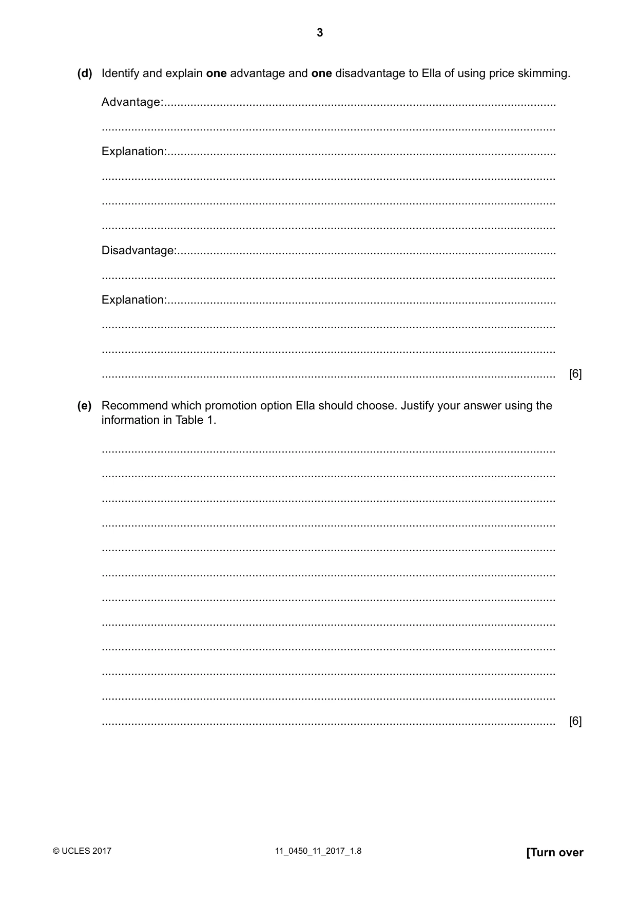 Cambridge IGCSE Business Studies 0450 2017 Oct/Nov Paper 1 · Variant 1 question paper, page 3 of 12