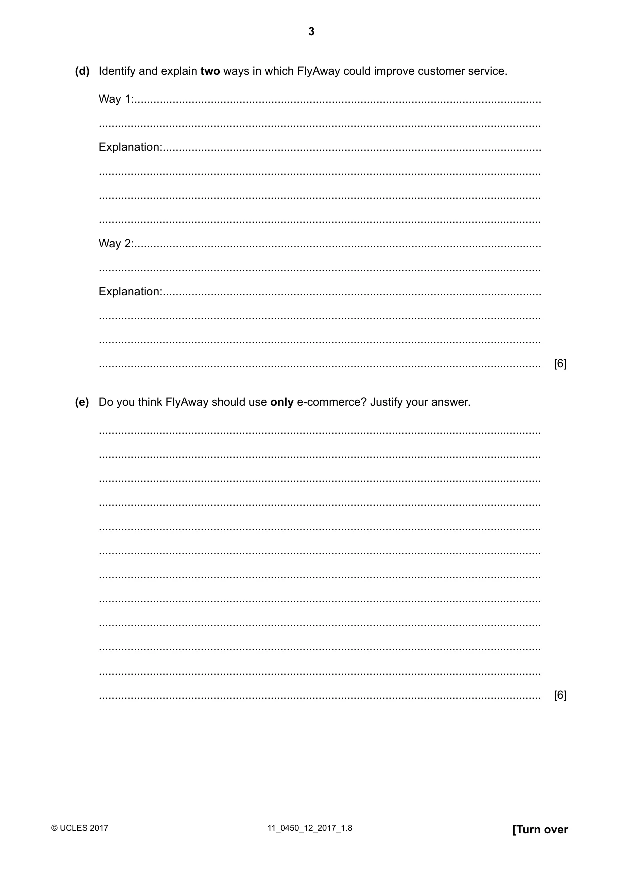 Cambridge IGCSE Business Studies 0450 2017 Oct/Nov Paper 1 · Variant 2 question paper, page 3 of 12