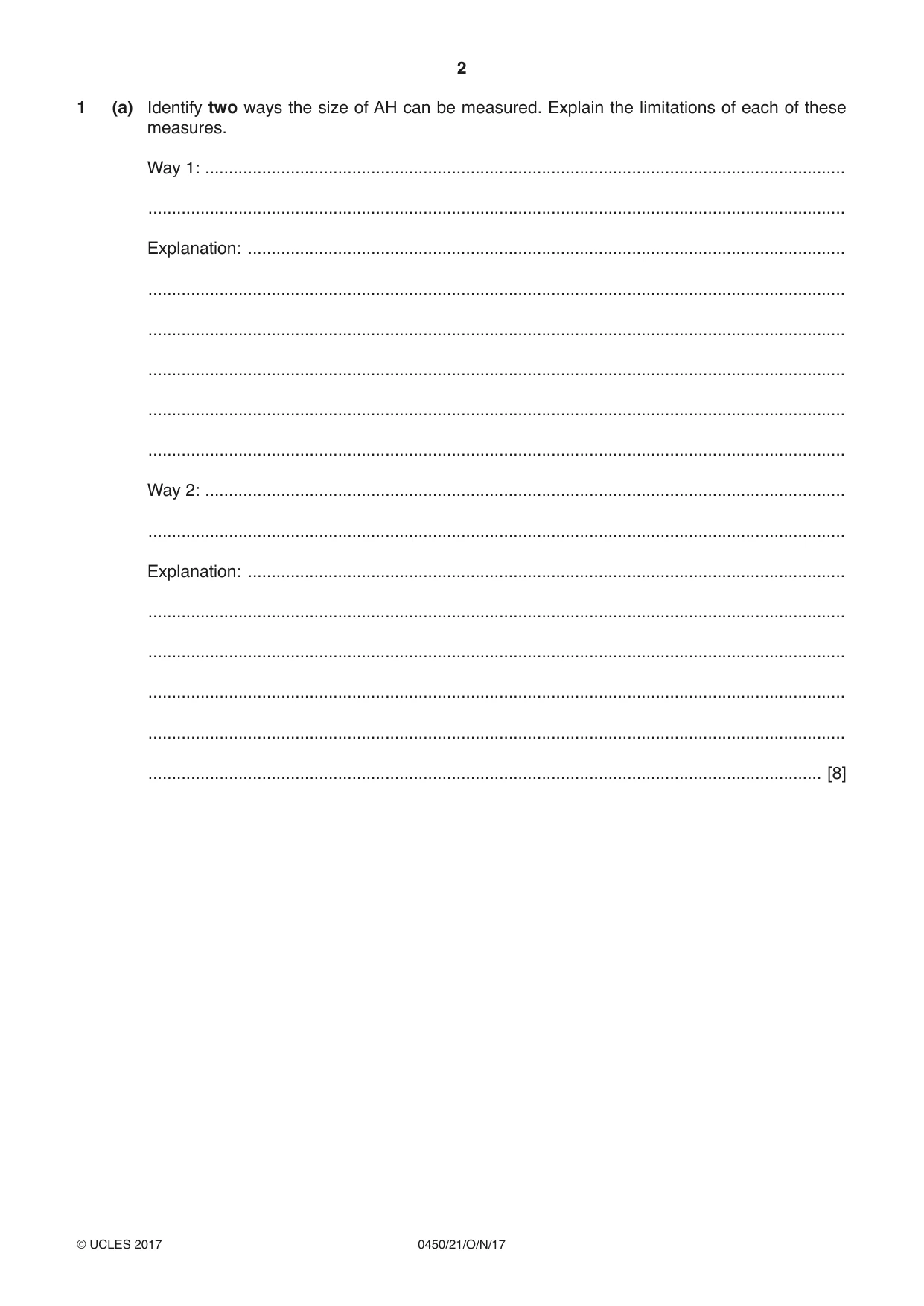 Cambridge IGCSE Business Studies 0450 2017 Oct/Nov Paper 2 · Variant 1 question paper, page 2 of 12