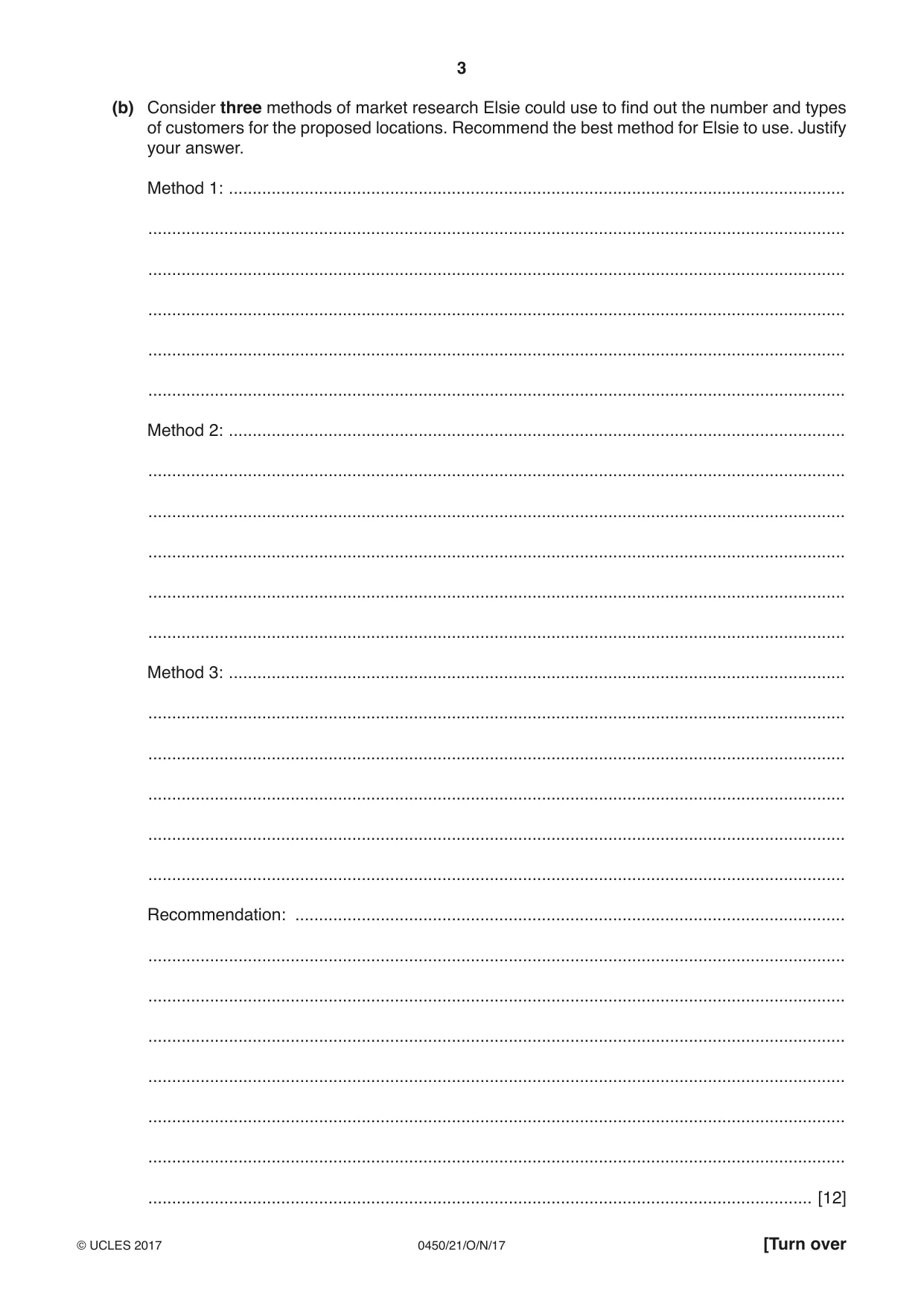 Cambridge IGCSE Business Studies 0450 2017 Oct/Nov Paper 2 · Variant 1 question paper, page 3 of 12