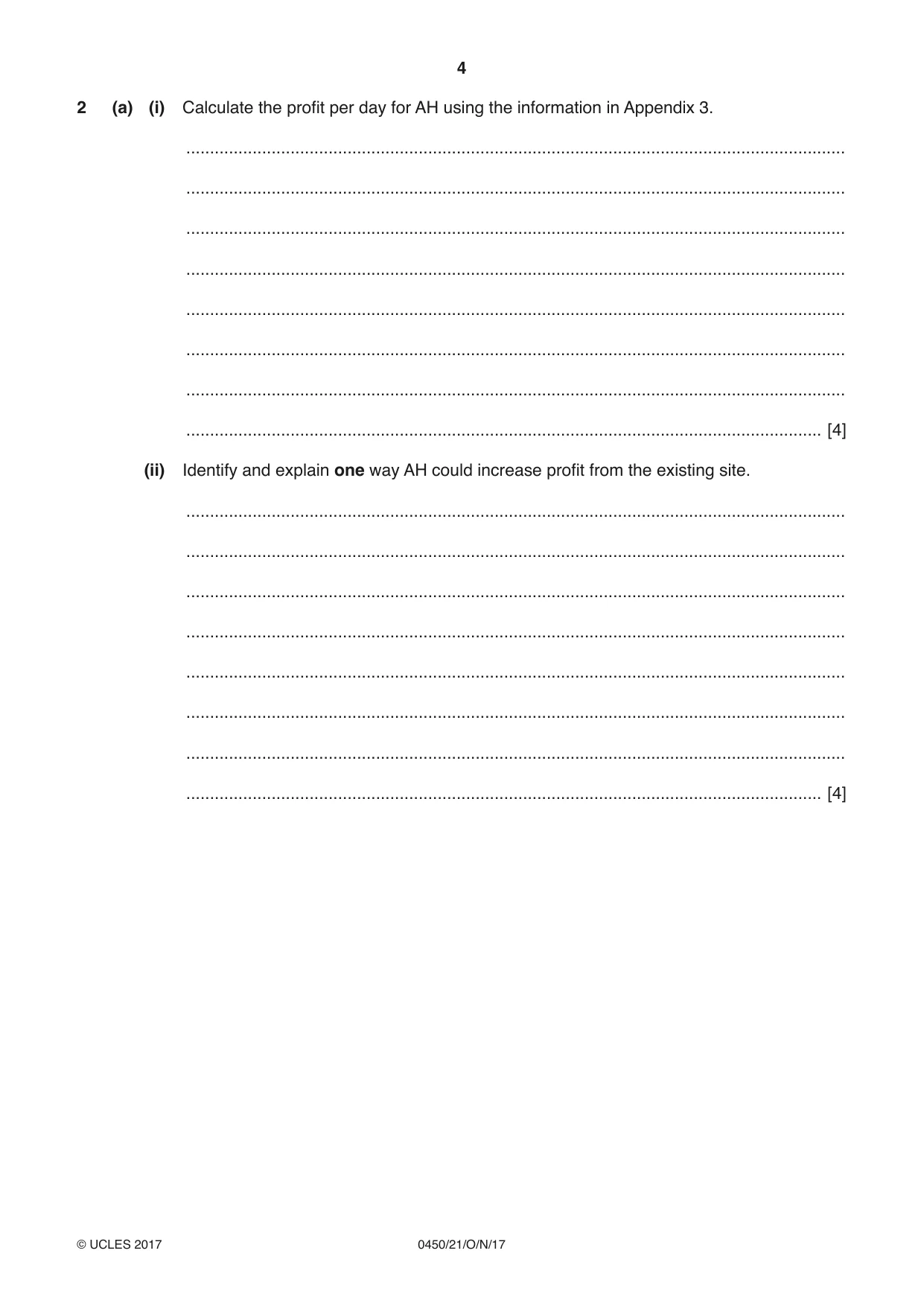 Cambridge IGCSE Business Studies 0450 2017 Oct/Nov Paper 2 · Variant 1 question paper, page 4 of 12