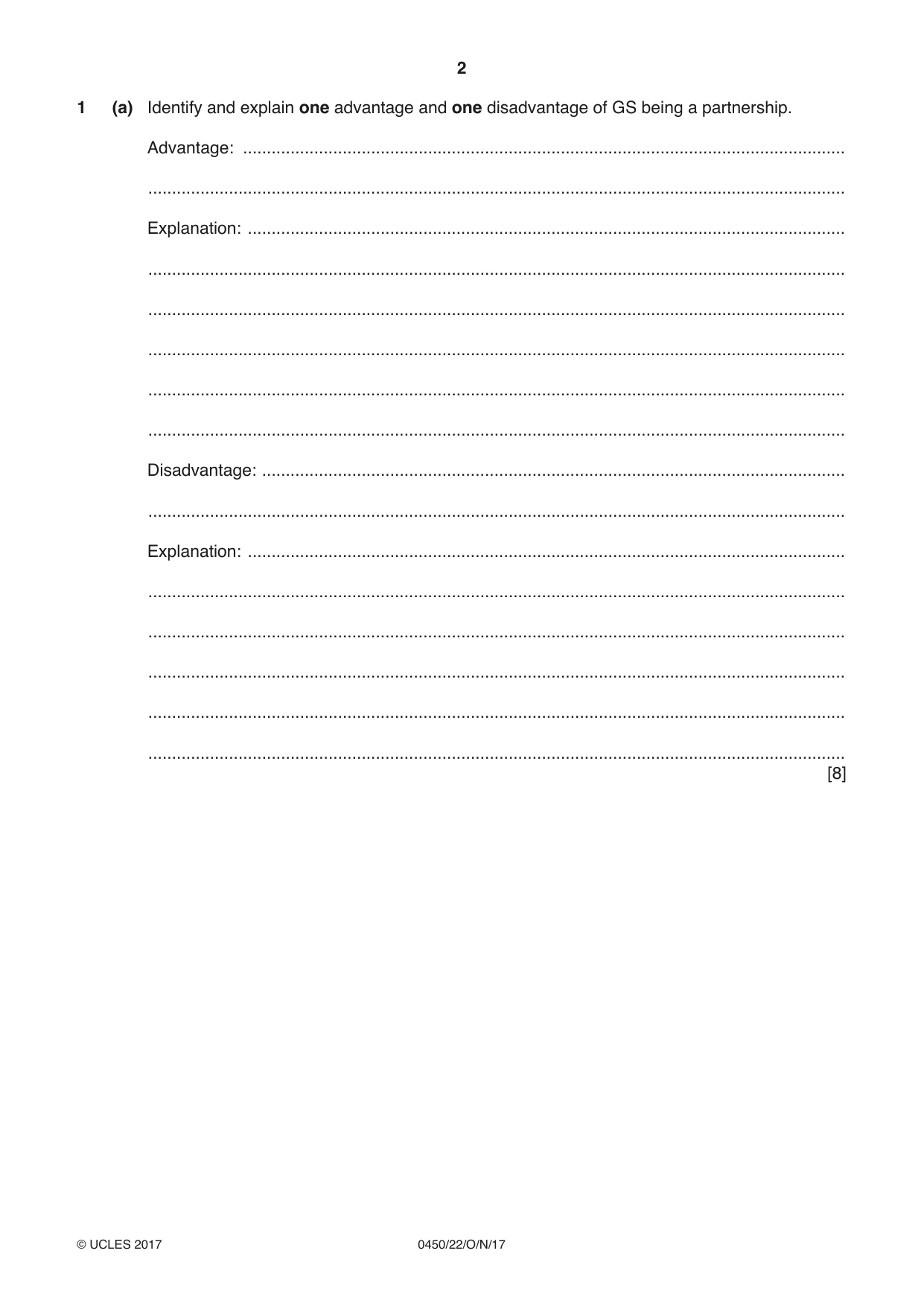 Cambridge IGCSE Business Studies 0450 2017 Oct/Nov Paper 2 · Variant 2 question paper, page 2 of 12