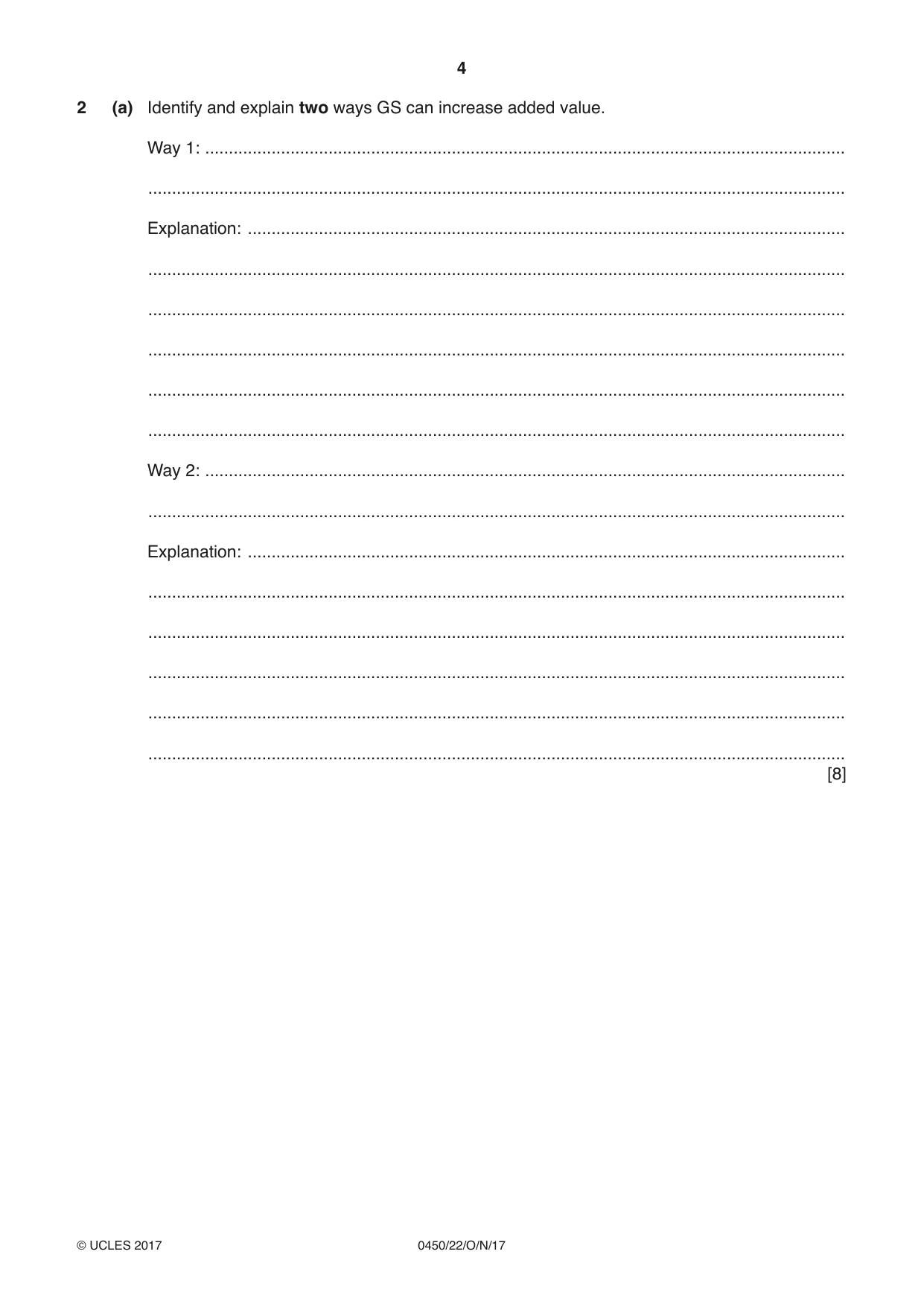 Cambridge IGCSE Business Studies 0450 2017 Oct/Nov Paper 2 · Variant 2 question paper, page 4 of 12
