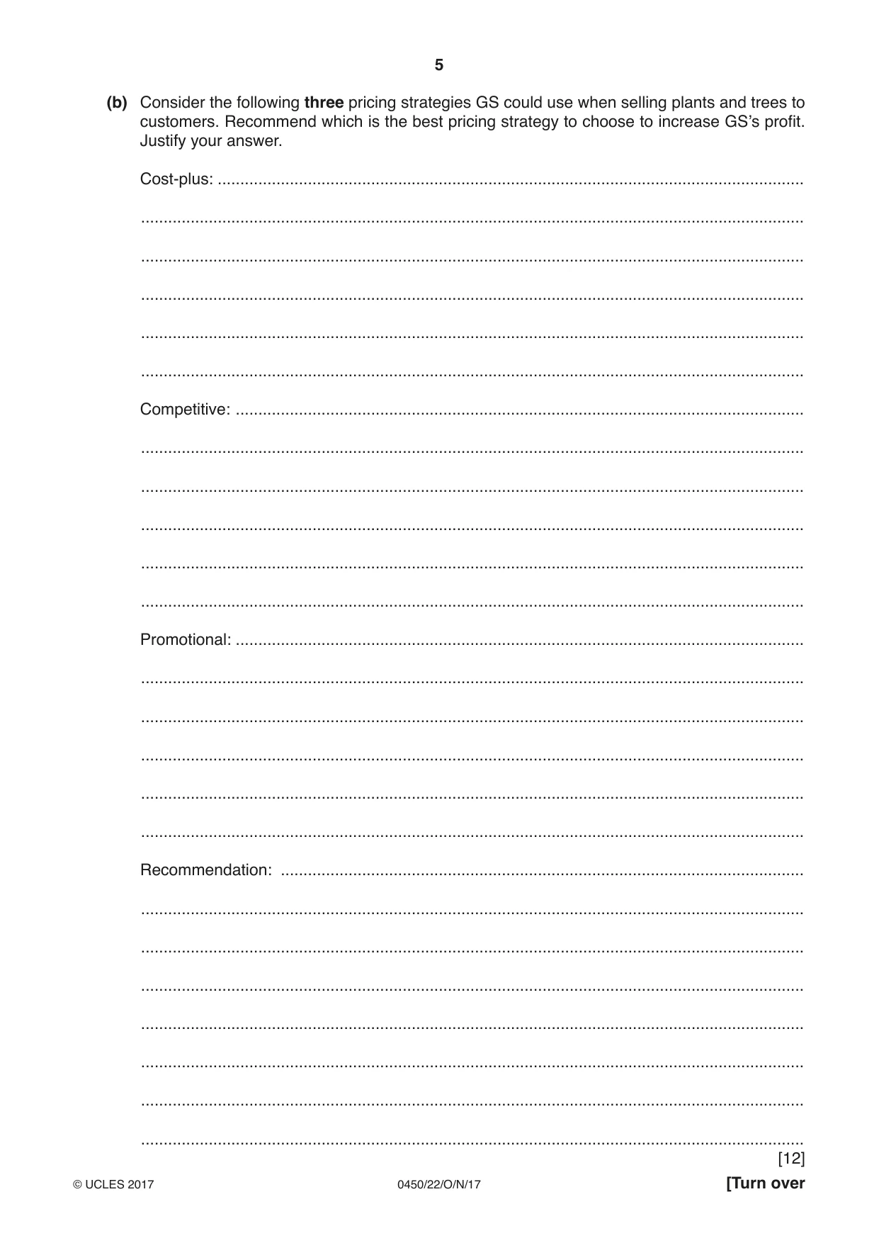 Cambridge IGCSE Business Studies 0450 2017 Oct/Nov Paper 2 · Variant 2 question paper, page 5 of 12