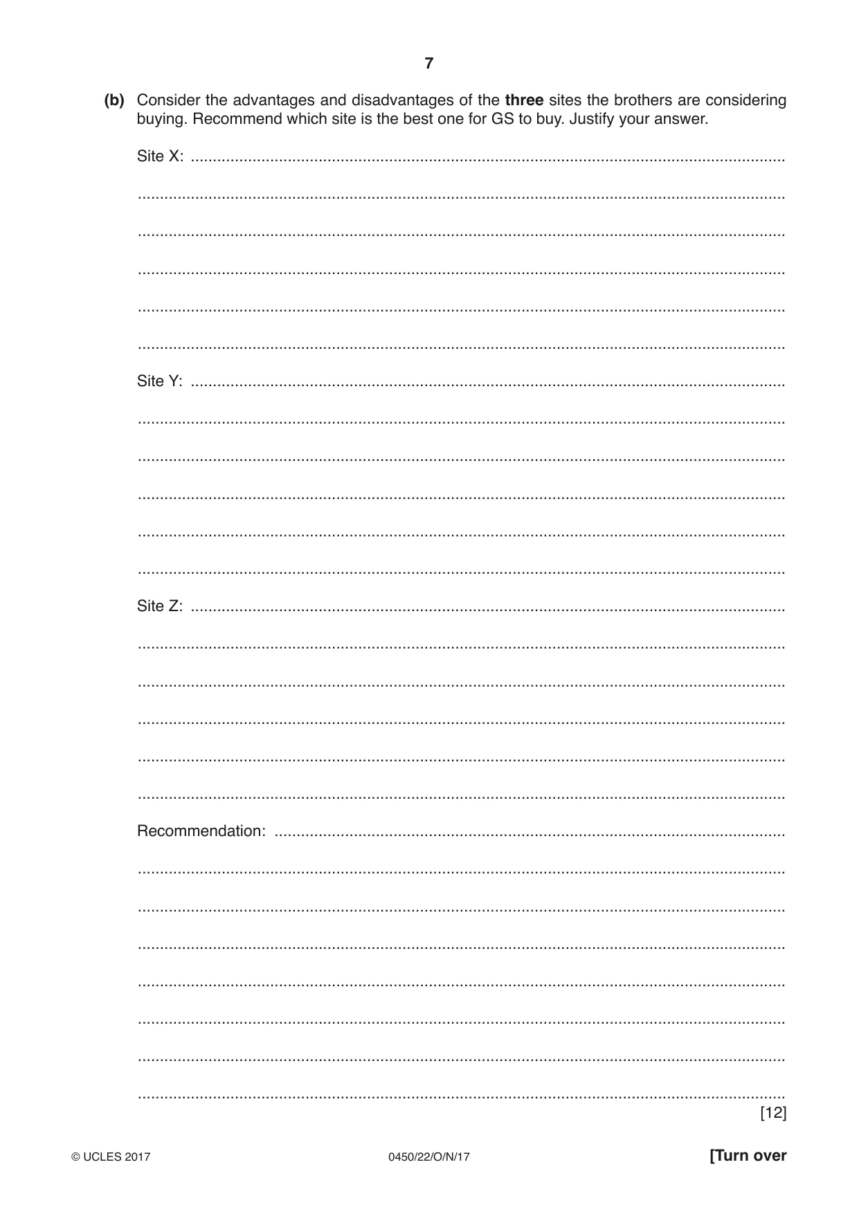 Cambridge IGCSE Business Studies 0450 2017 Oct/Nov Paper 2 · Variant 2 question paper, page 7 of 12