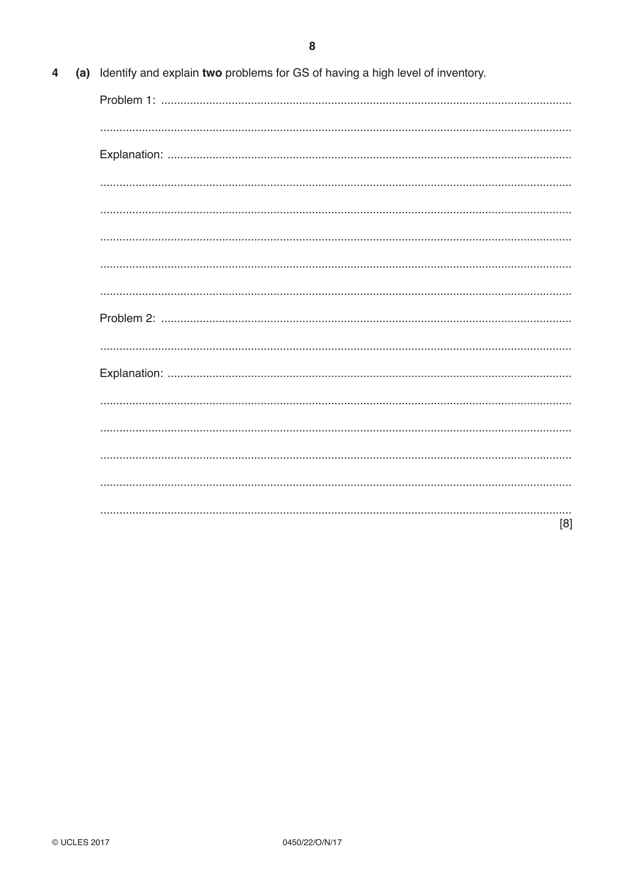 Cambridge IGCSE Business Studies 0450 2017 Oct/Nov Paper 2 · Variant 2 question paper, page 8 of 12