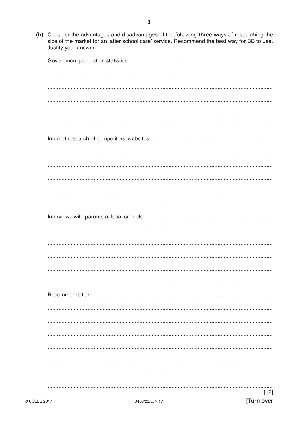 Cambridge IGCSE Business Studies 0450 2017 Oct/Nov Paper 2 · Variant 3 question paper, page 3 of 12