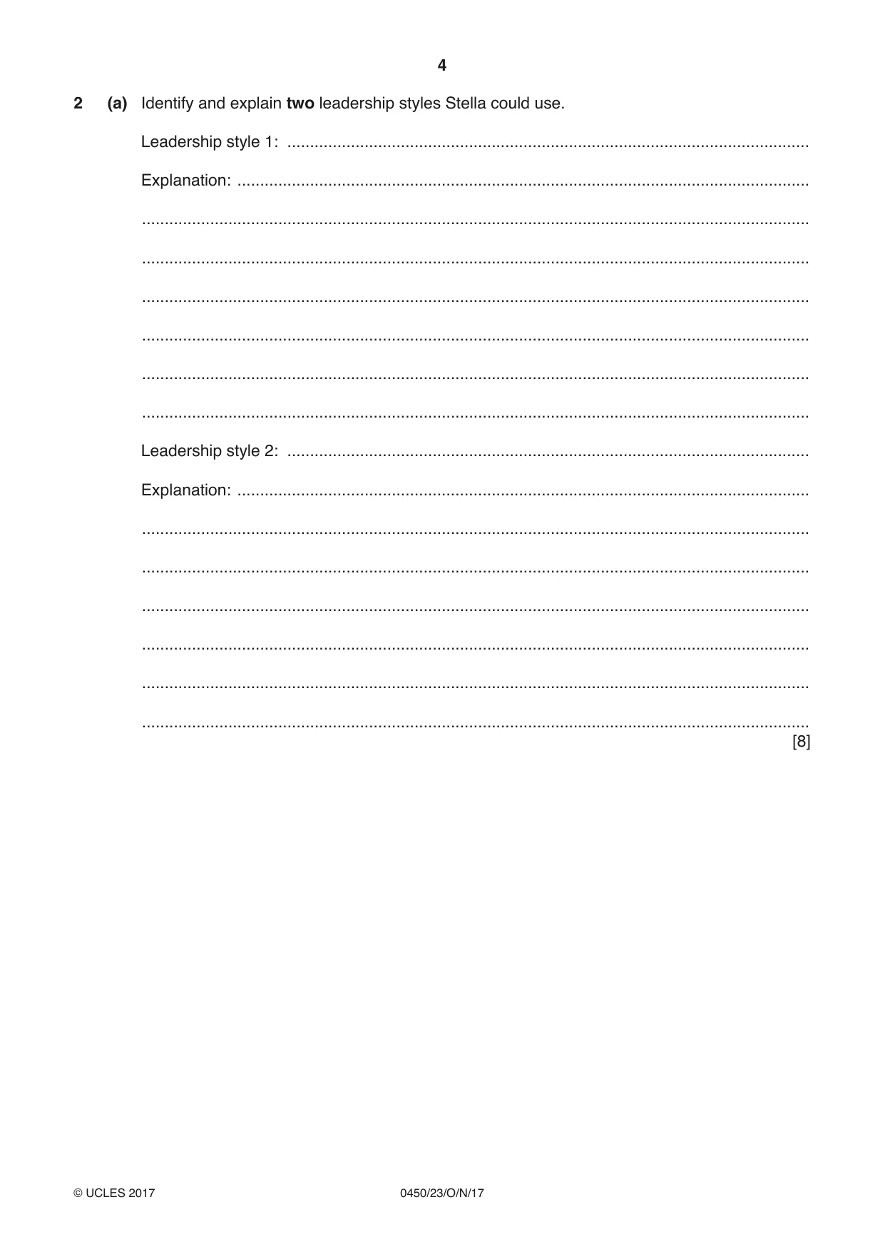 Cambridge IGCSE Business Studies 0450 2017 Oct/Nov Paper 2 · Variant 3 question paper, page 4 of 12