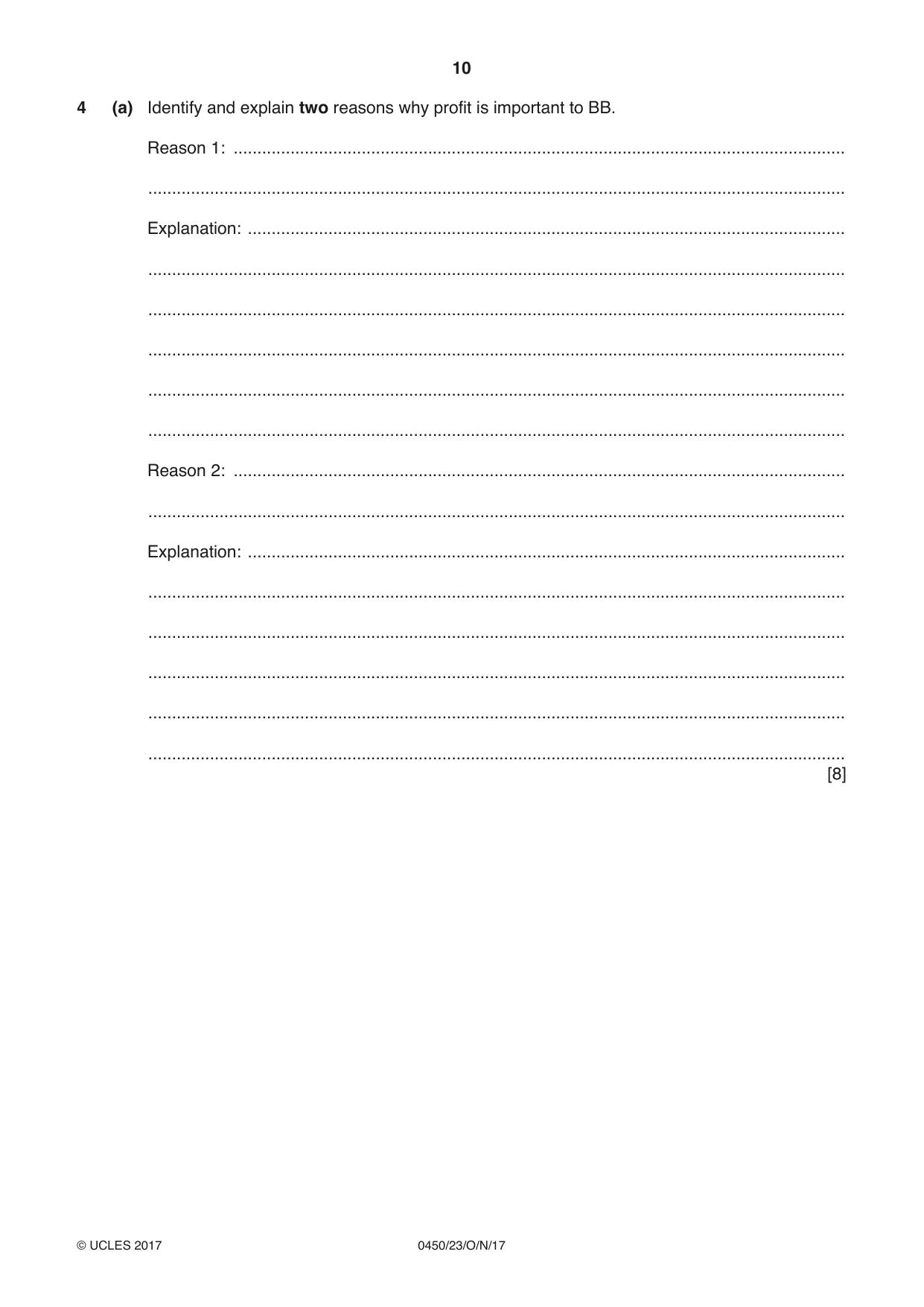 Cambridge IGCSE Business Studies 0450 2017 Oct/Nov Paper 2 · Variant 3 question paper, page 10 of 12