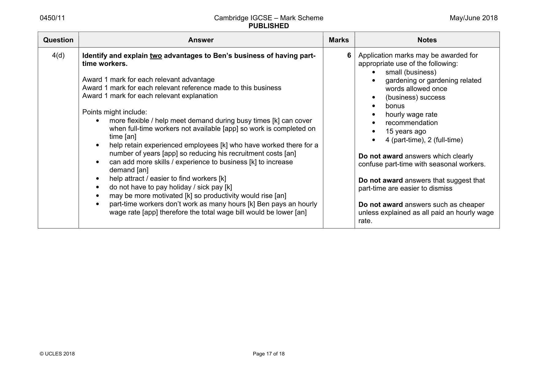 Mark scheme, page 17 of 18