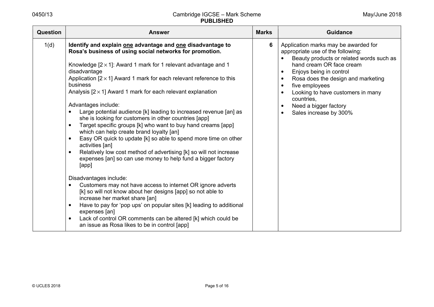 Mark scheme, page 5 of 16