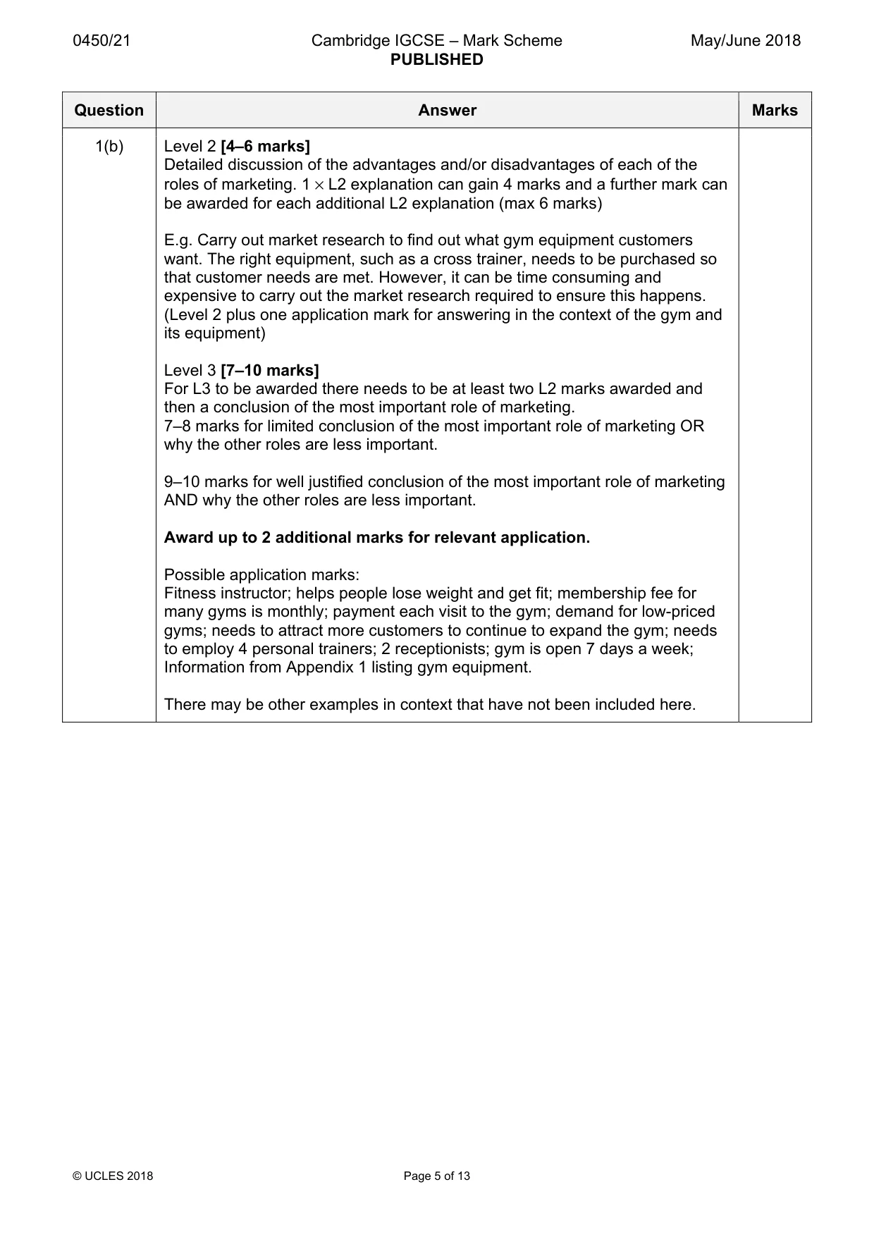 Mark scheme, page 5 of 13