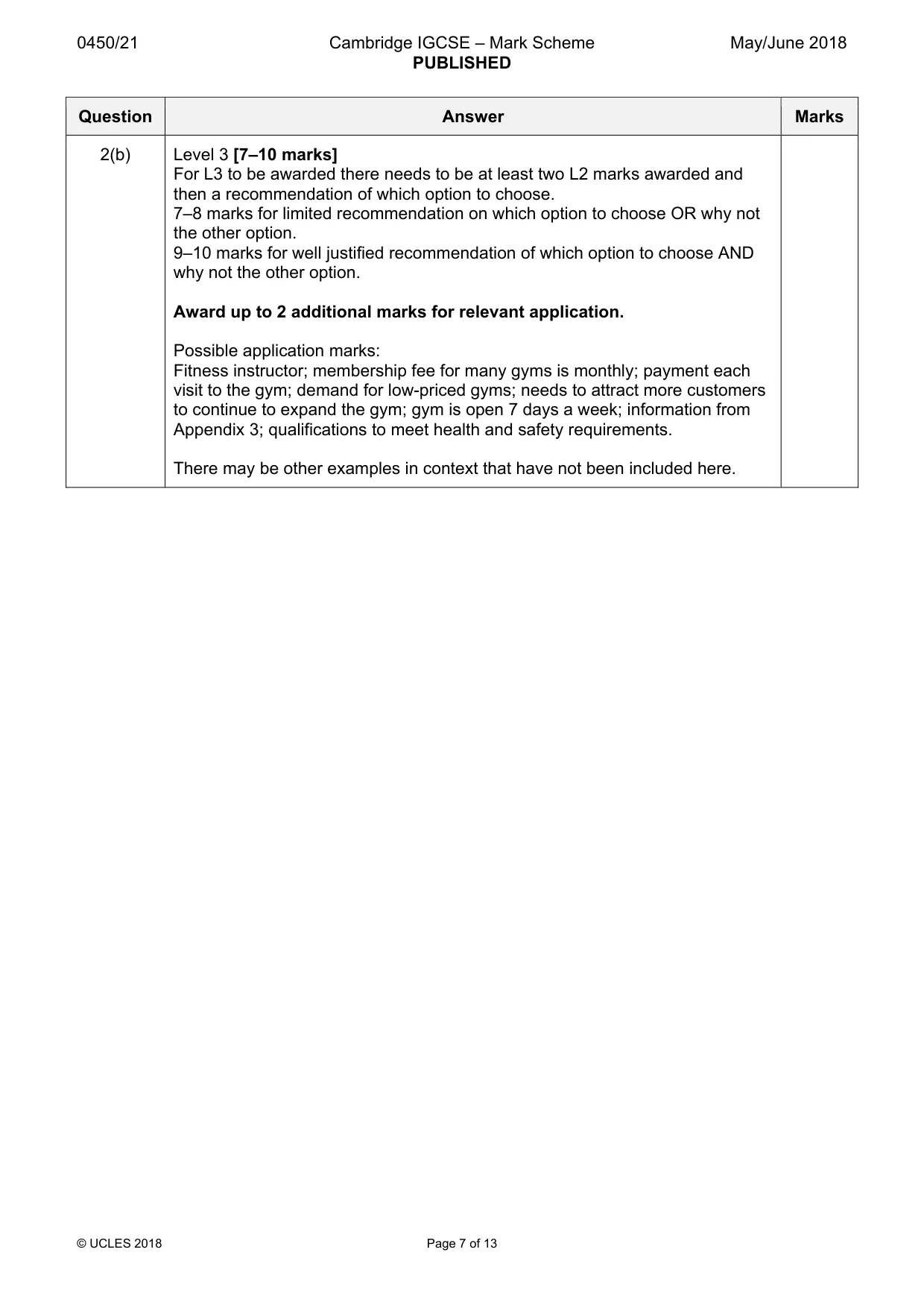Mark scheme, page 7 of 13