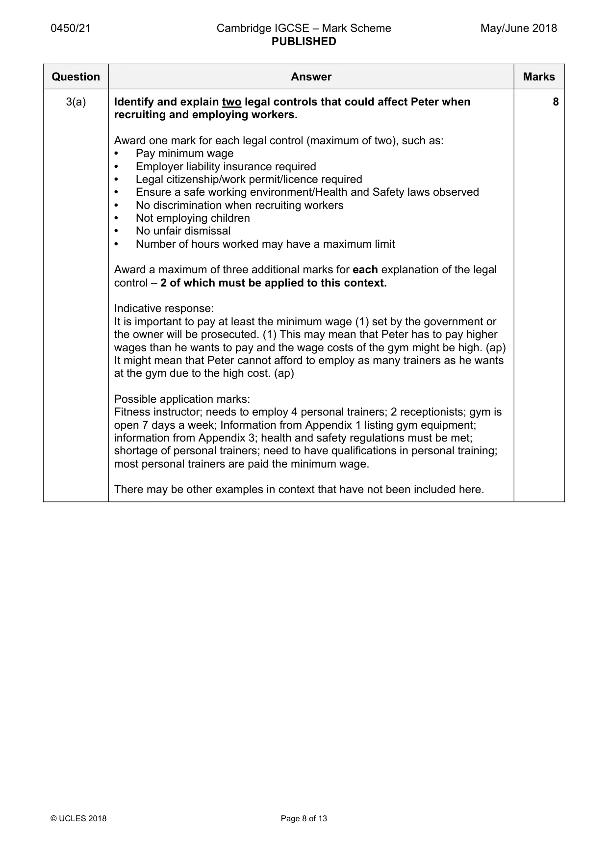 Mark scheme, page 8 of 13