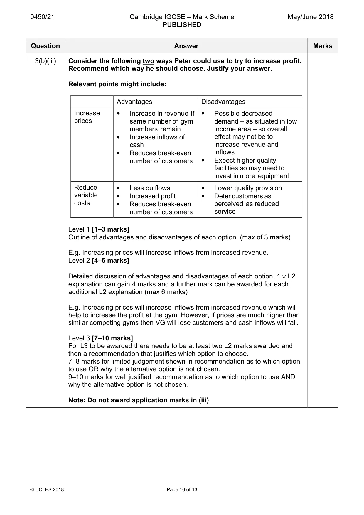Mark scheme, page 10 of 13