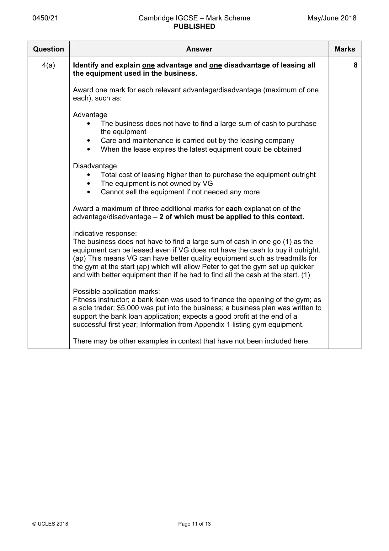 Mark scheme, page 11 of 13