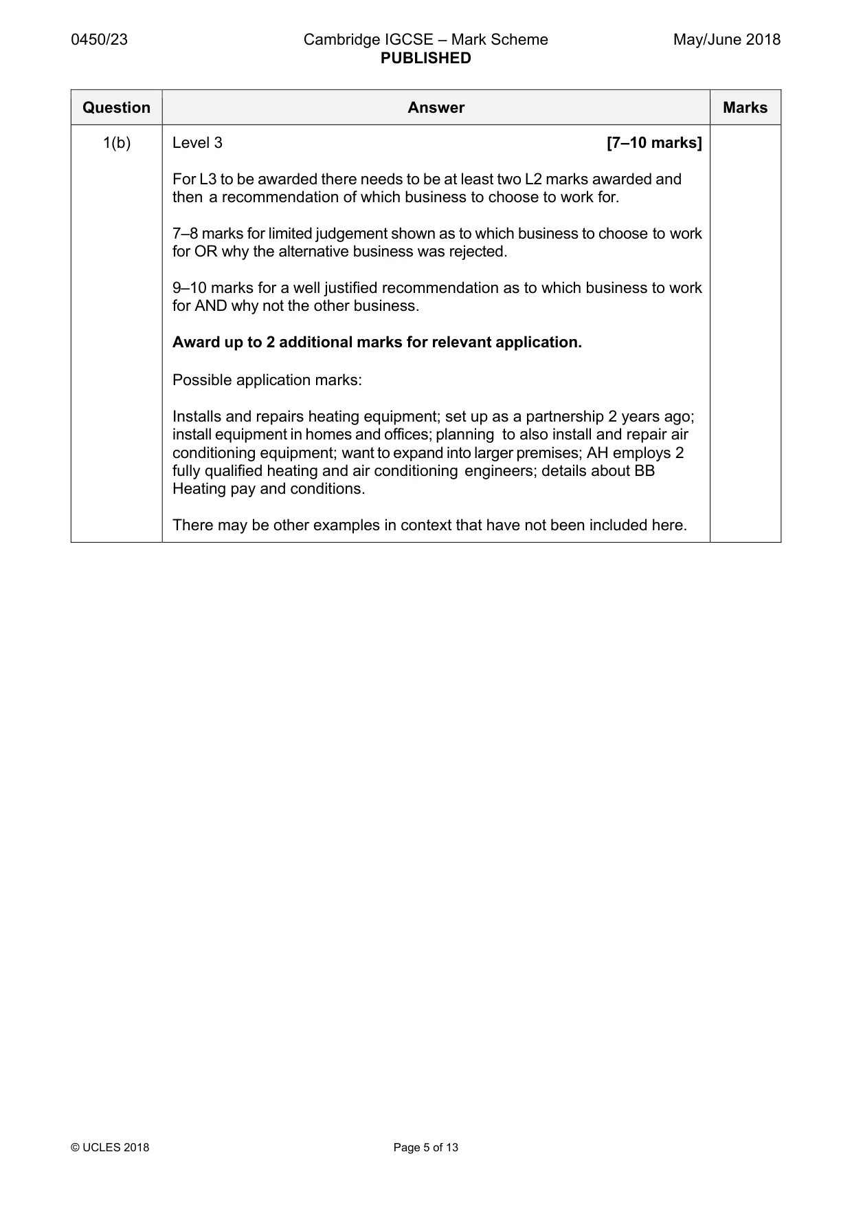 Mark scheme, page 5 of 13