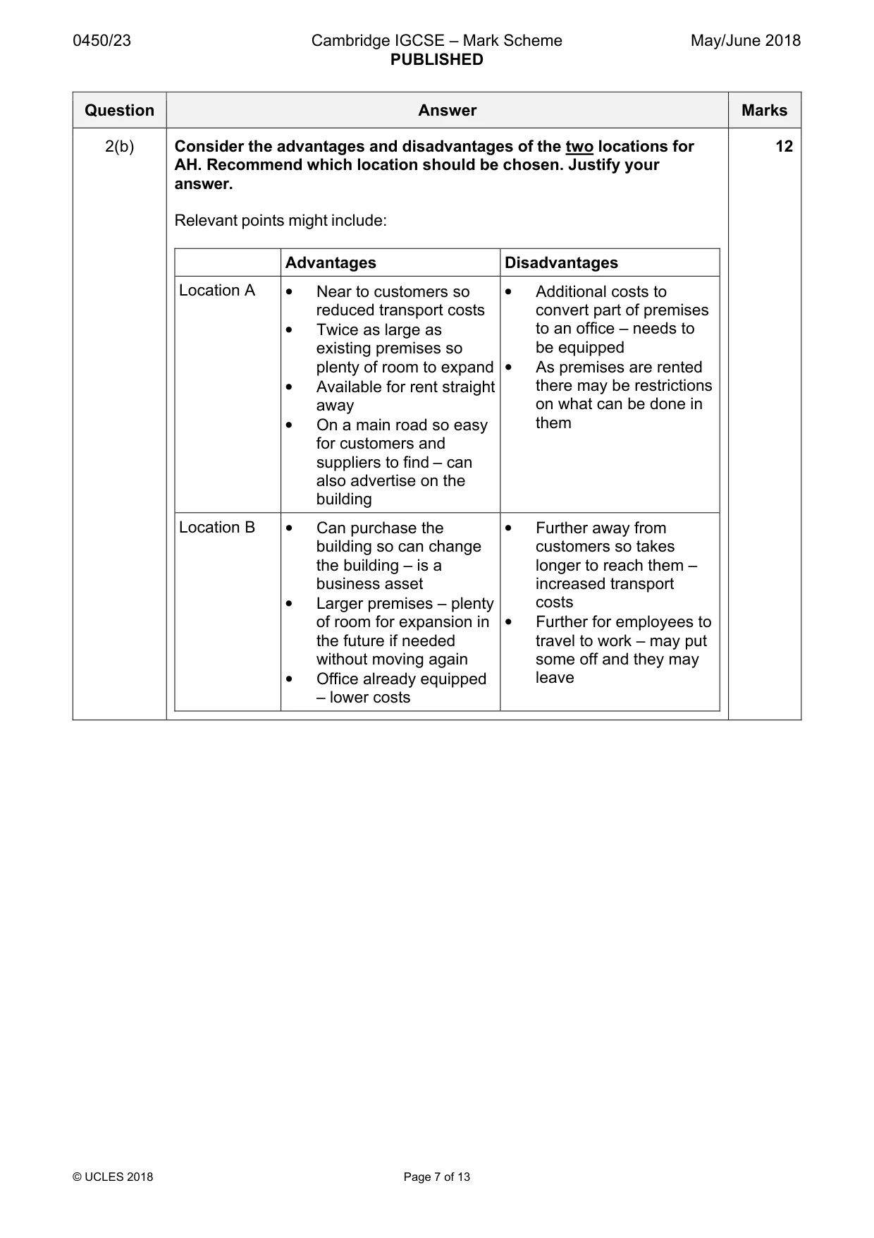 Mark scheme, page 7 of 13
