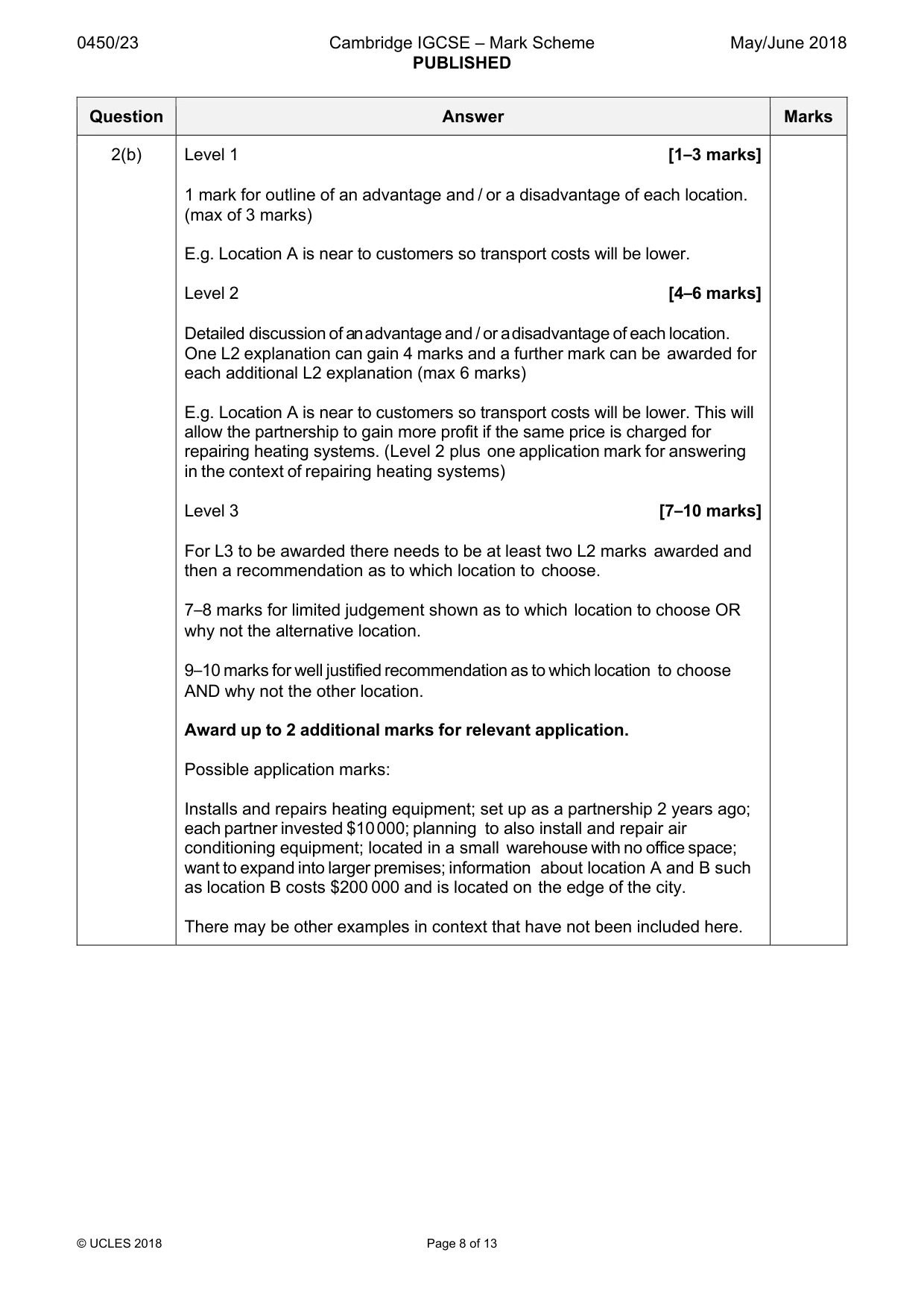 Mark scheme, page 8 of 13