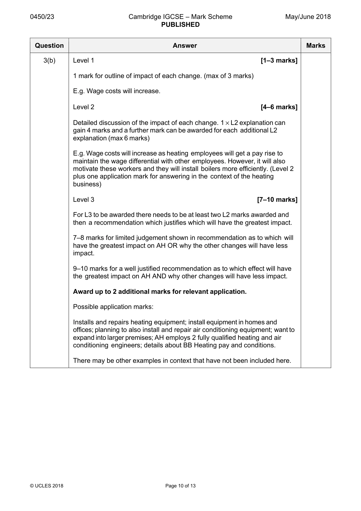 Mark scheme, page 10 of 13