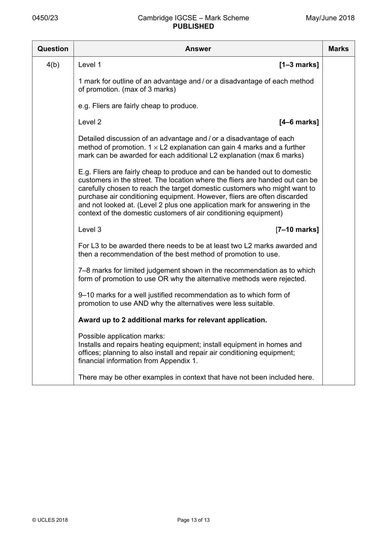 Mark scheme, page 13 of 13