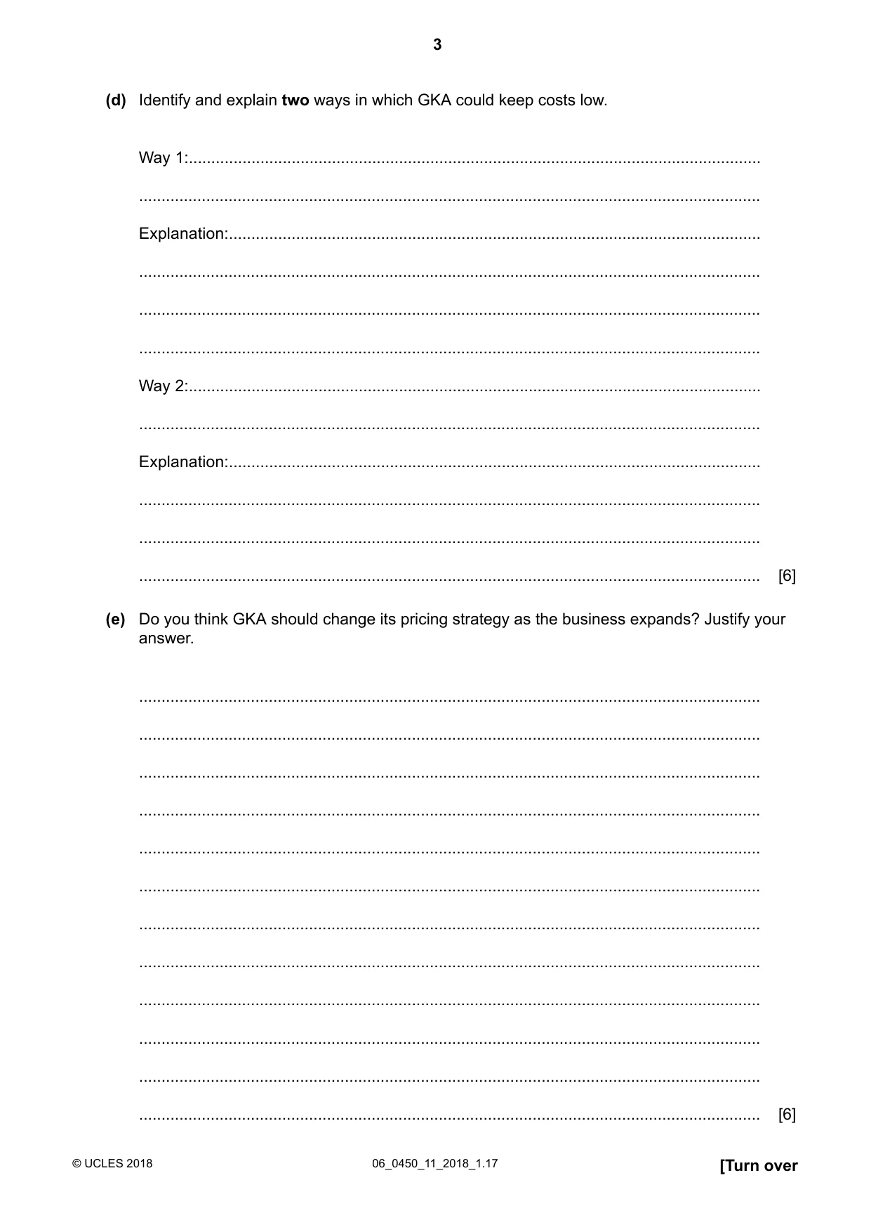 Cambridge IGCSE Business Studies 0450 2018 May/June Paper 1 · Variant 1 question paper, page 3 of 12