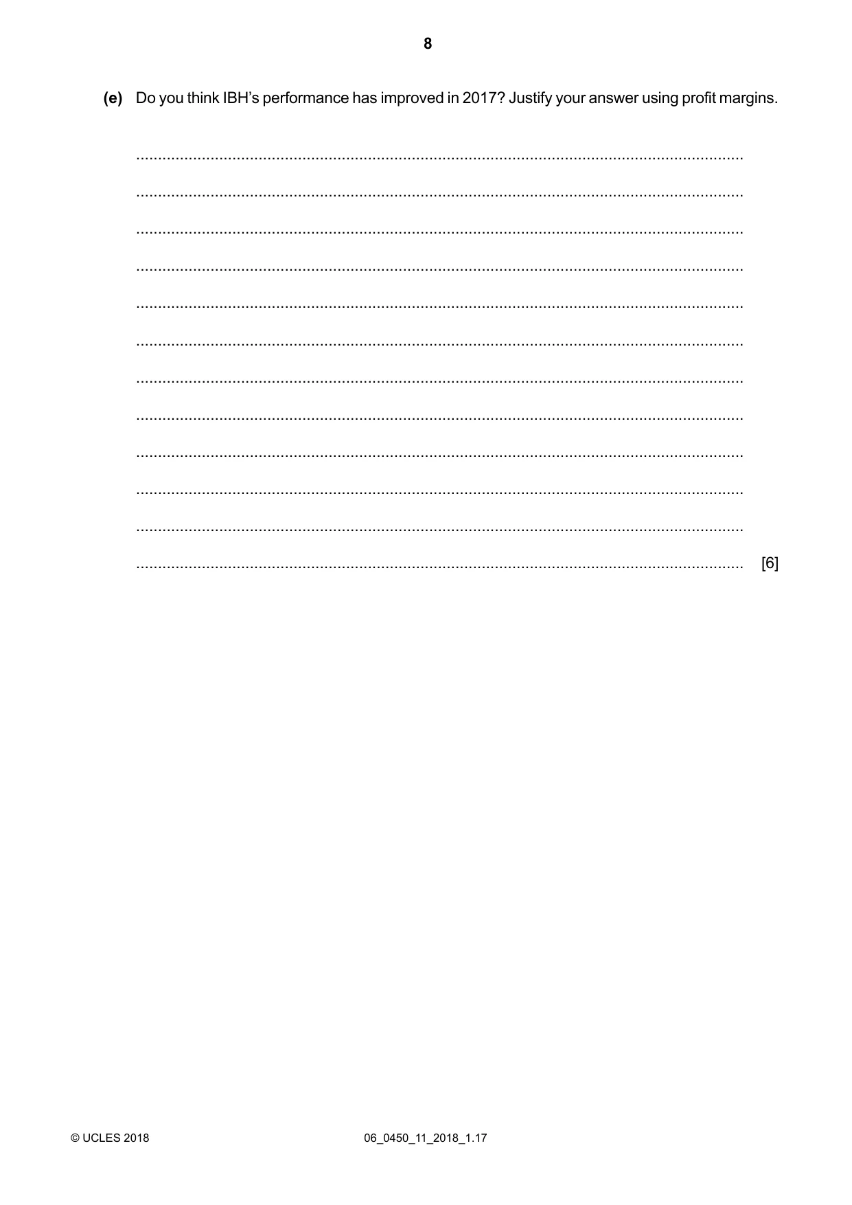 Cambridge IGCSE Business Studies 0450 2018 May/June Paper 1 · Variant 1 question paper, page 8 of 12