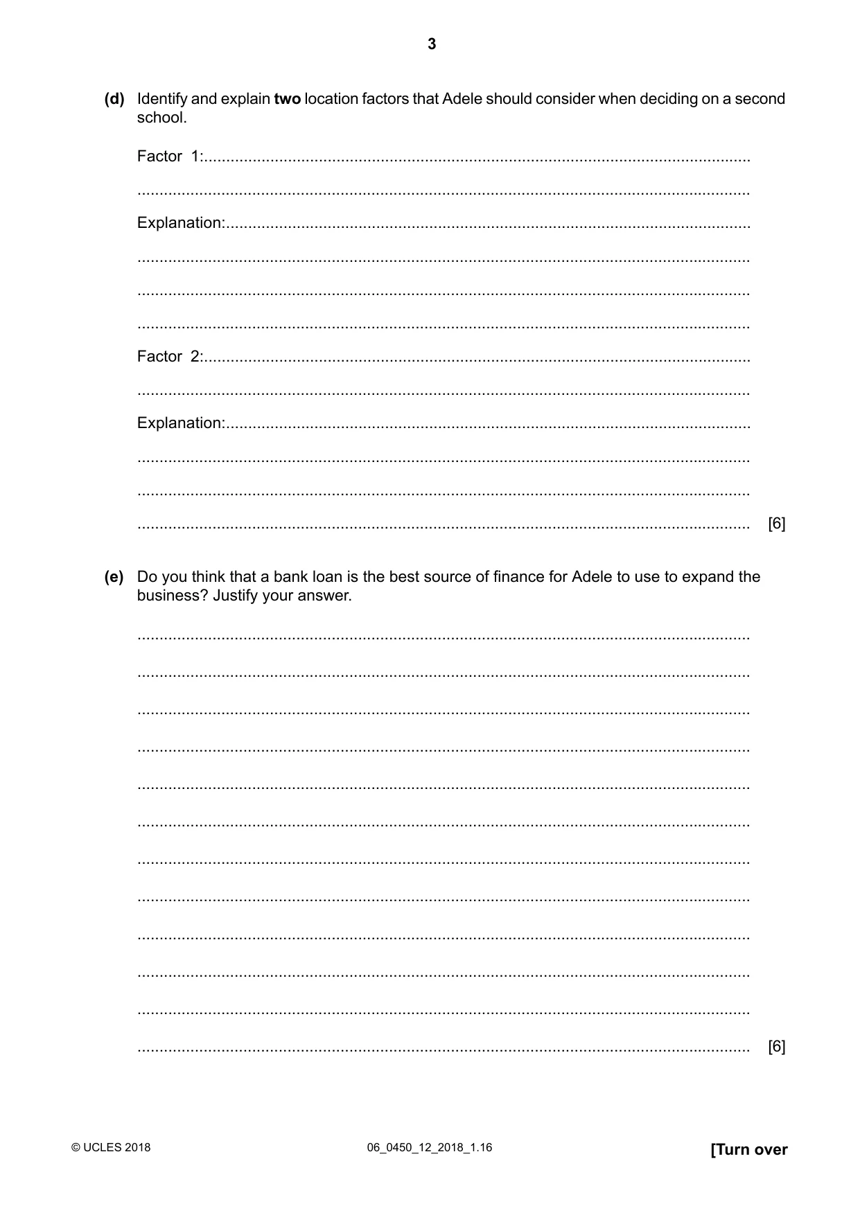 Cambridge IGCSE Business Studies 0450 2018 May/June Paper 1 · Variant 2 question paper, page 3 of 12