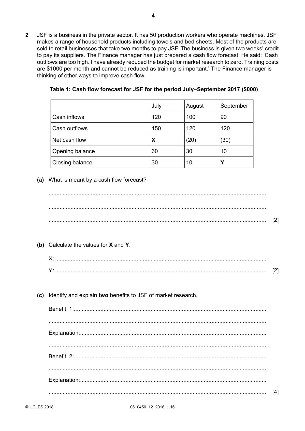 Cambridge IGCSE Business Studies 0450 2018 May/June Paper 1 · Variant 2 question paper, page 4 of 12