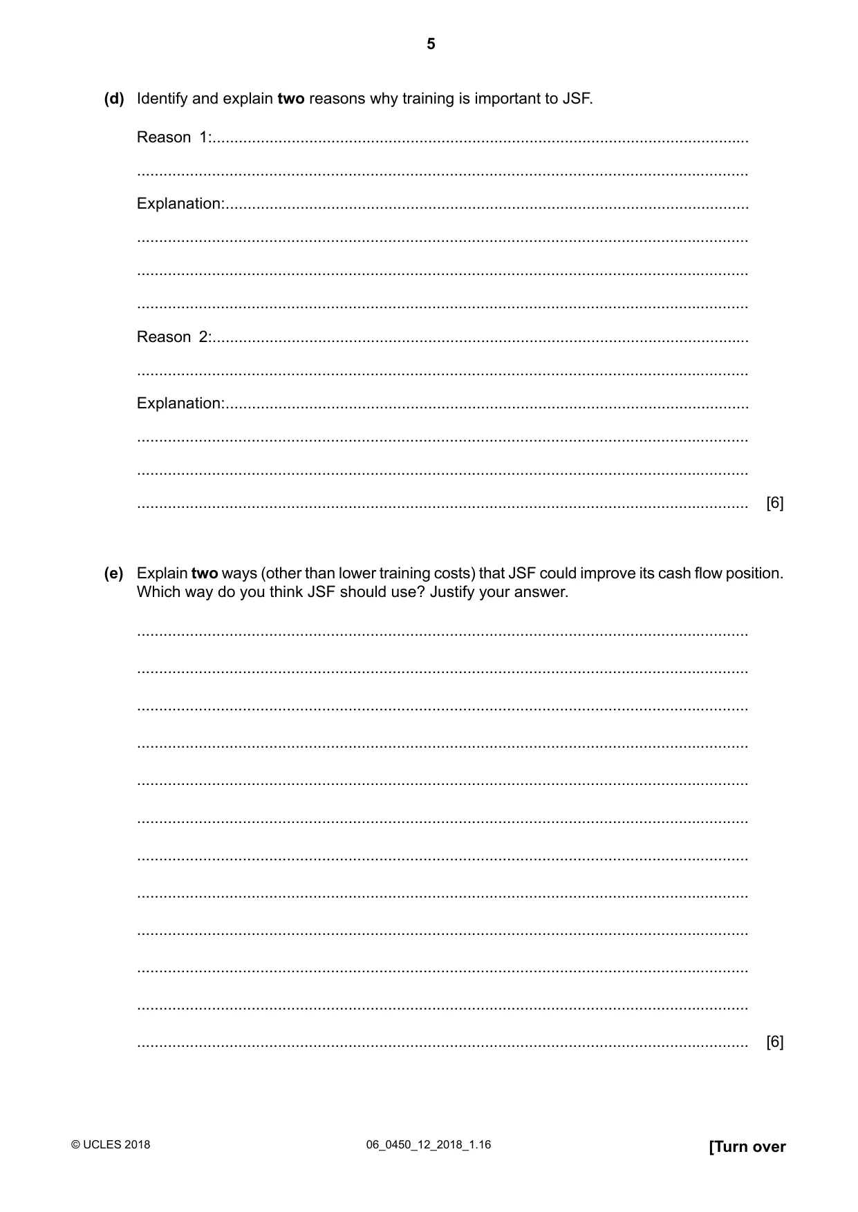 Cambridge IGCSE Business Studies 0450 2018 May/June Paper 1 · Variant 2 question paper, page 5 of 12