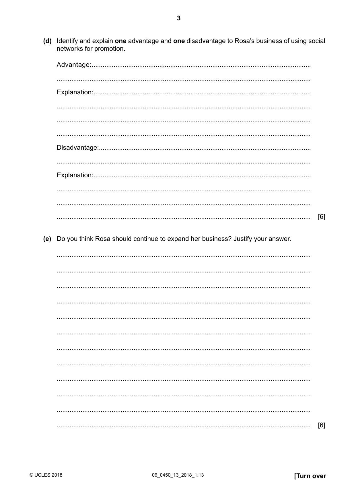 Cambridge IGCSE Business Studies 0450 2018 May/June Paper 1 · Variant 3 question paper, page 3 of 12