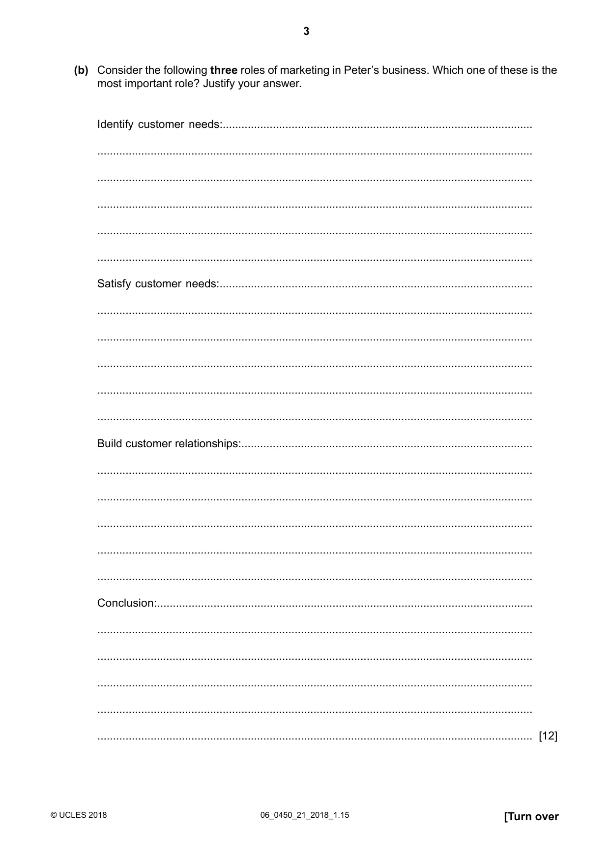 Cambridge IGCSE Business Studies 0450 2018 May/June Paper 2 · Variant 1 question paper, page 3 of 12