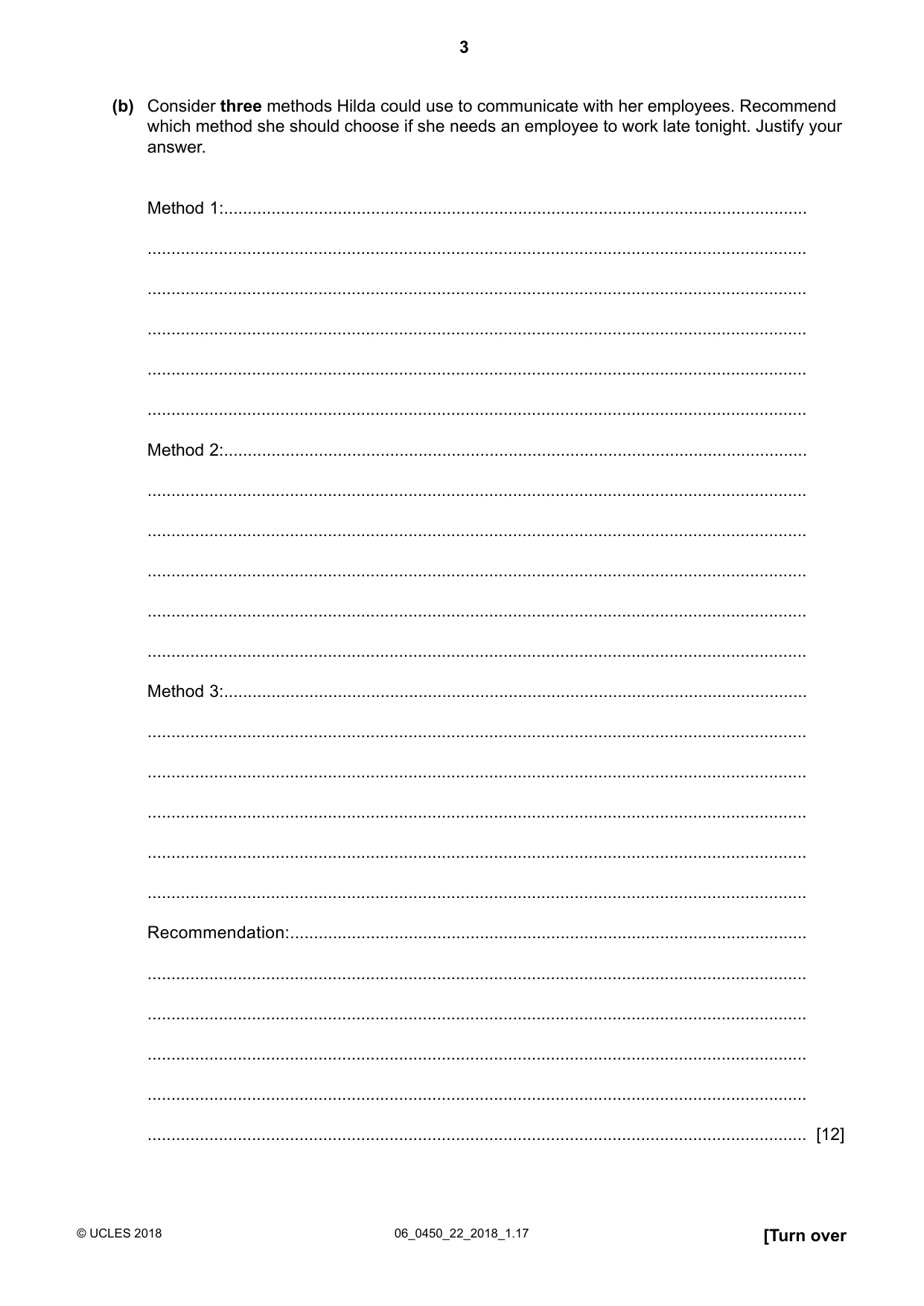 Cambridge IGCSE Business Studies 0450 2018 May/June Paper 2 · Variant 2 question paper, page 3 of 12