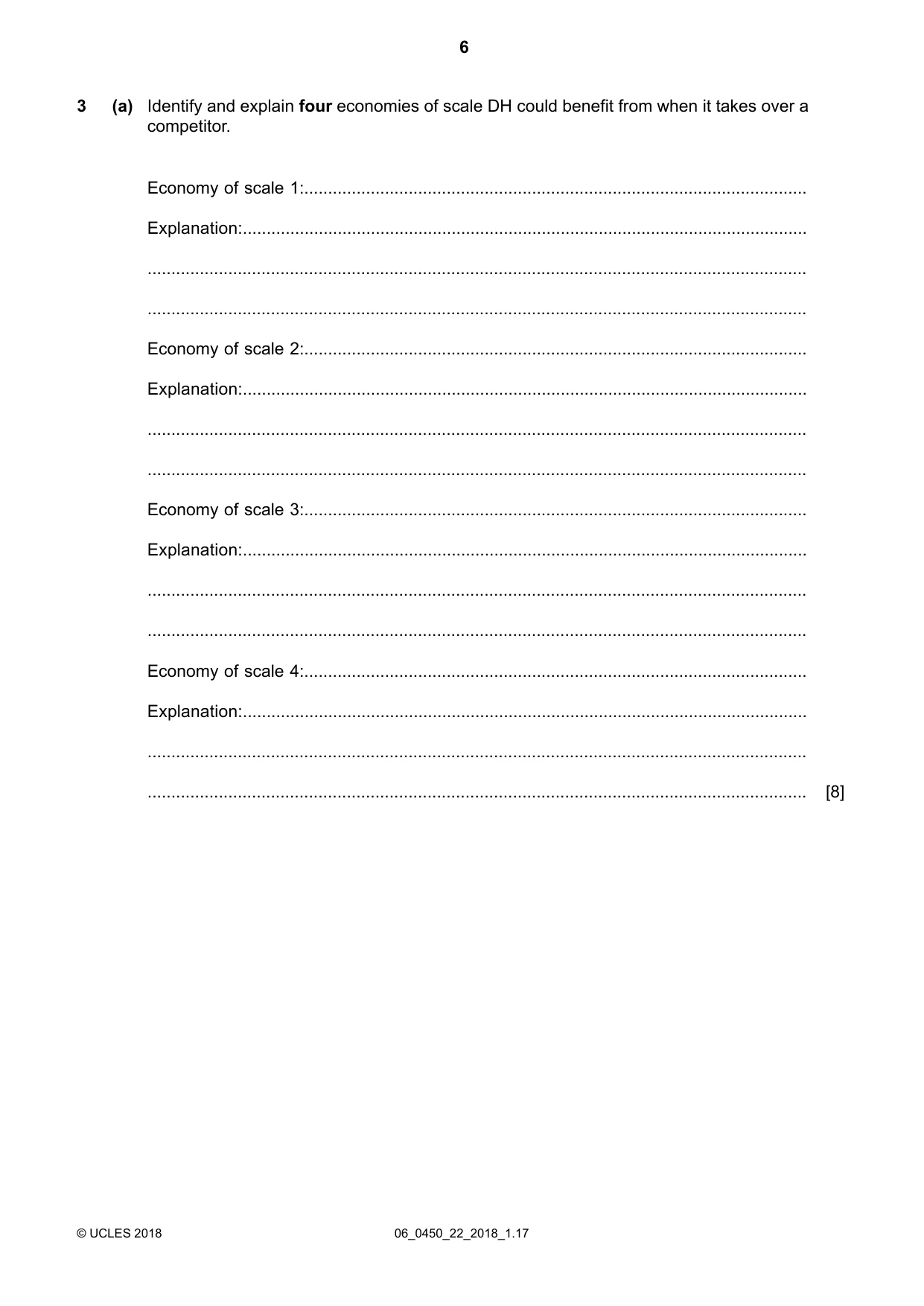 Cambridge IGCSE Business Studies 0450 2018 May/June Paper 2 · Variant 2 question paper, page 6 of 12