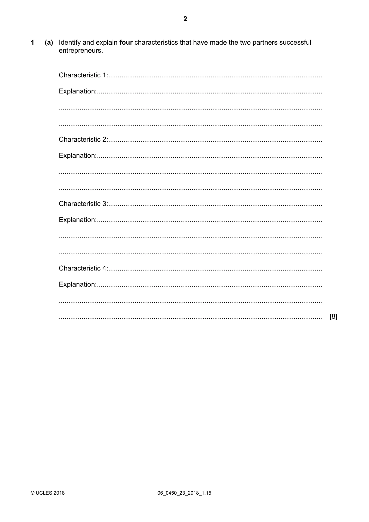 Cambridge IGCSE Business Studies 0450 2018 May/June Paper 2 · Variant 3 question paper, page 2 of 12