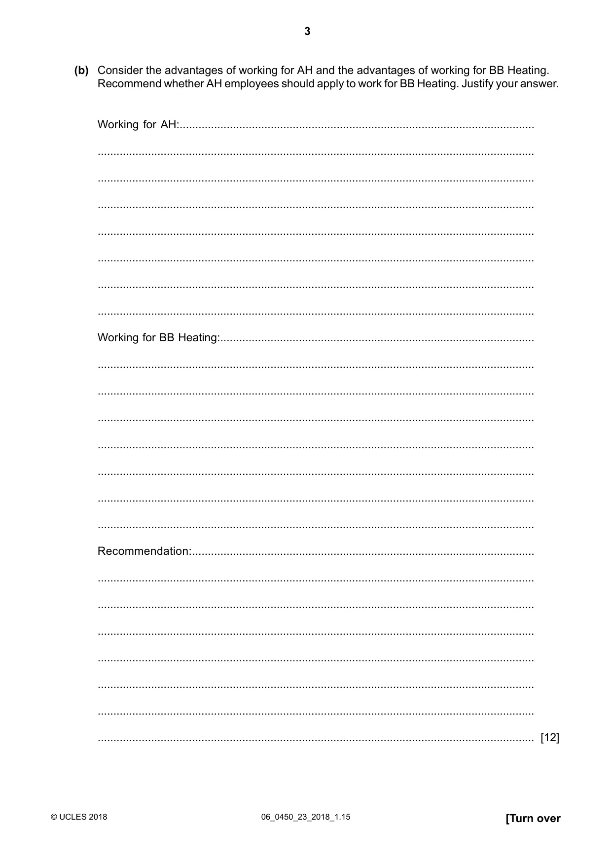 Cambridge IGCSE Business Studies 0450 2018 May/June Paper 2 · Variant 3 question paper, page 3 of 12