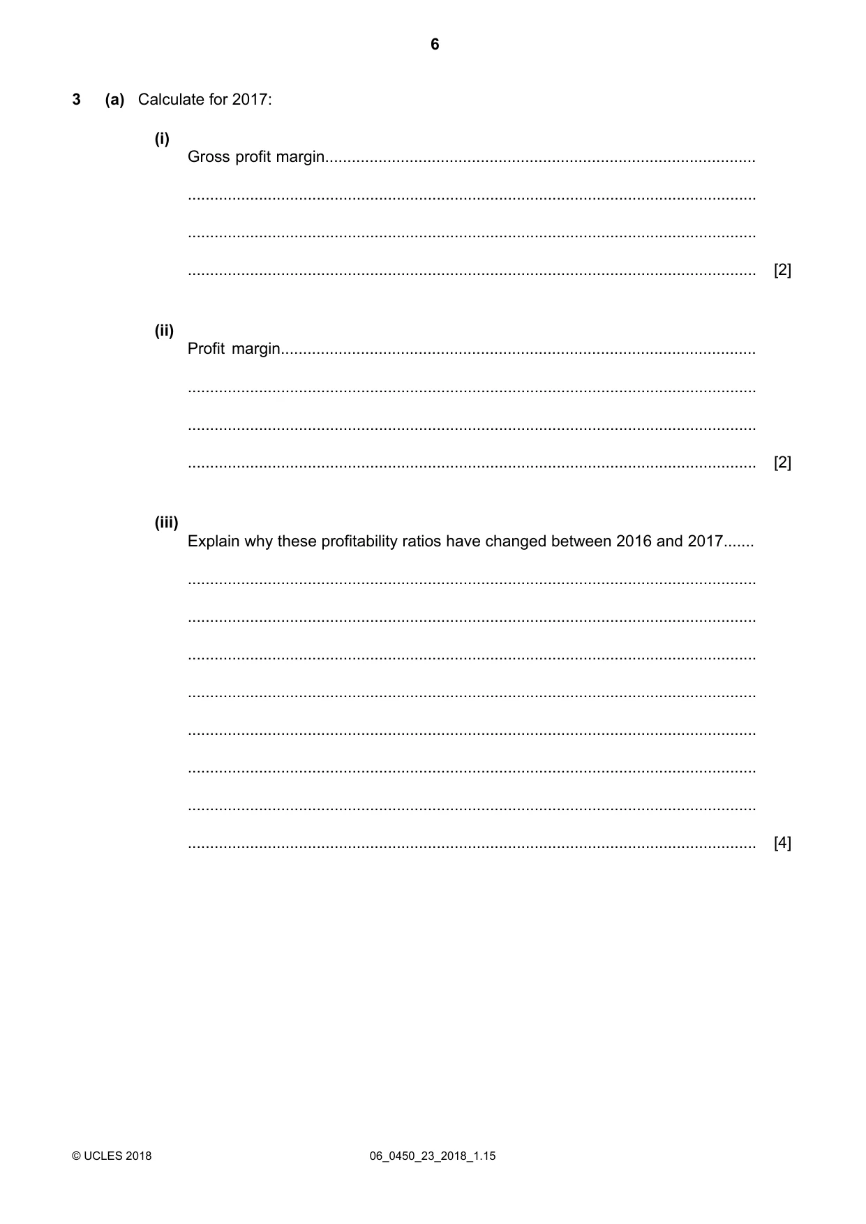 Cambridge IGCSE Business Studies 0450 2018 May/June Paper 2 · Variant 3 question paper, page 6 of 12