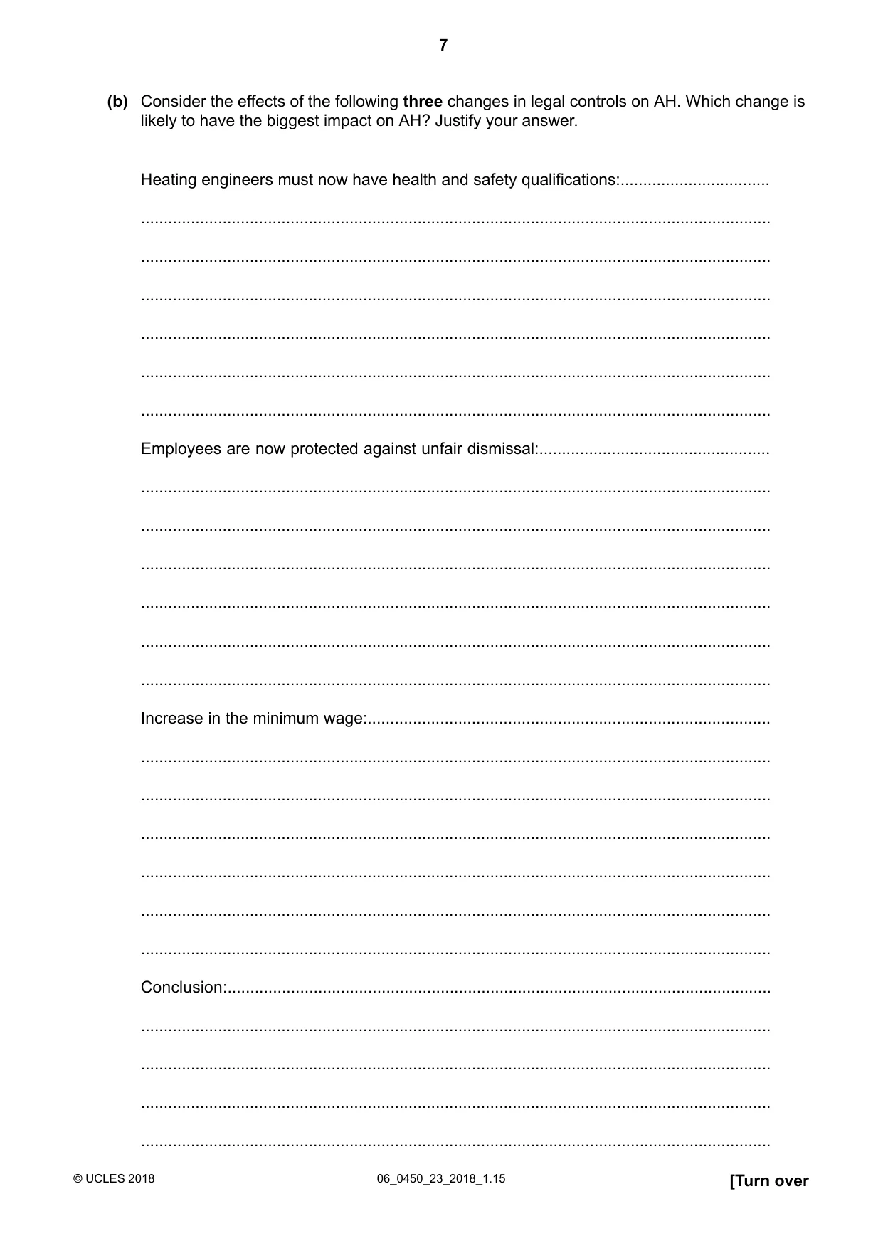 Cambridge IGCSE Business Studies 0450 2018 May/June Paper 2 · Variant 3 question paper, page 7 of 12