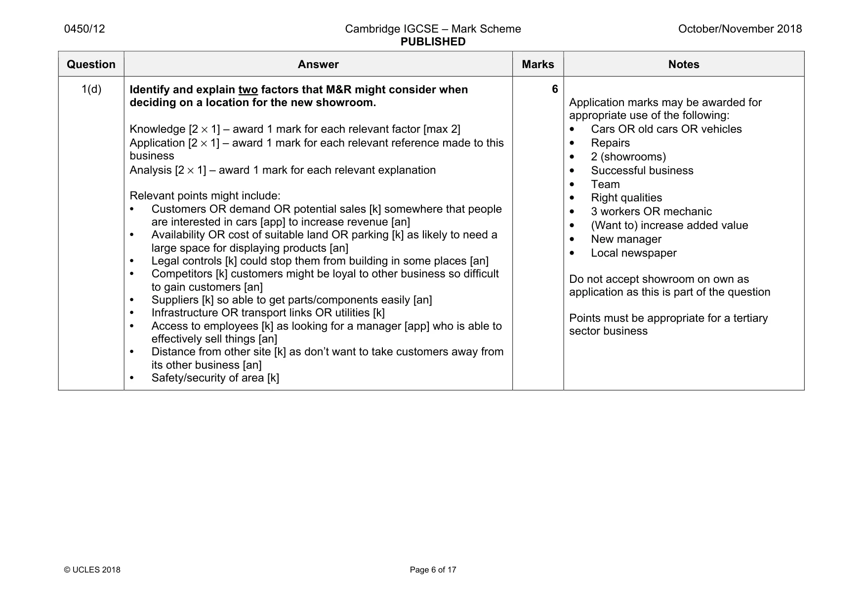 Mark scheme, page 6 of 17