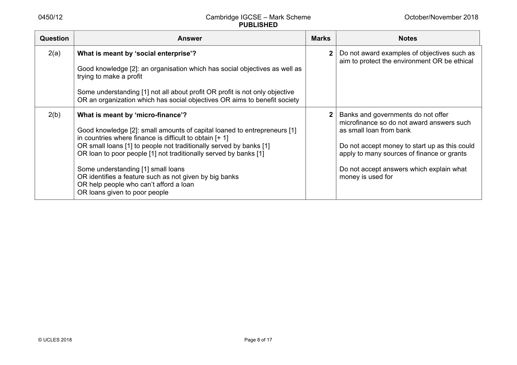 Mark scheme, page 8 of 17