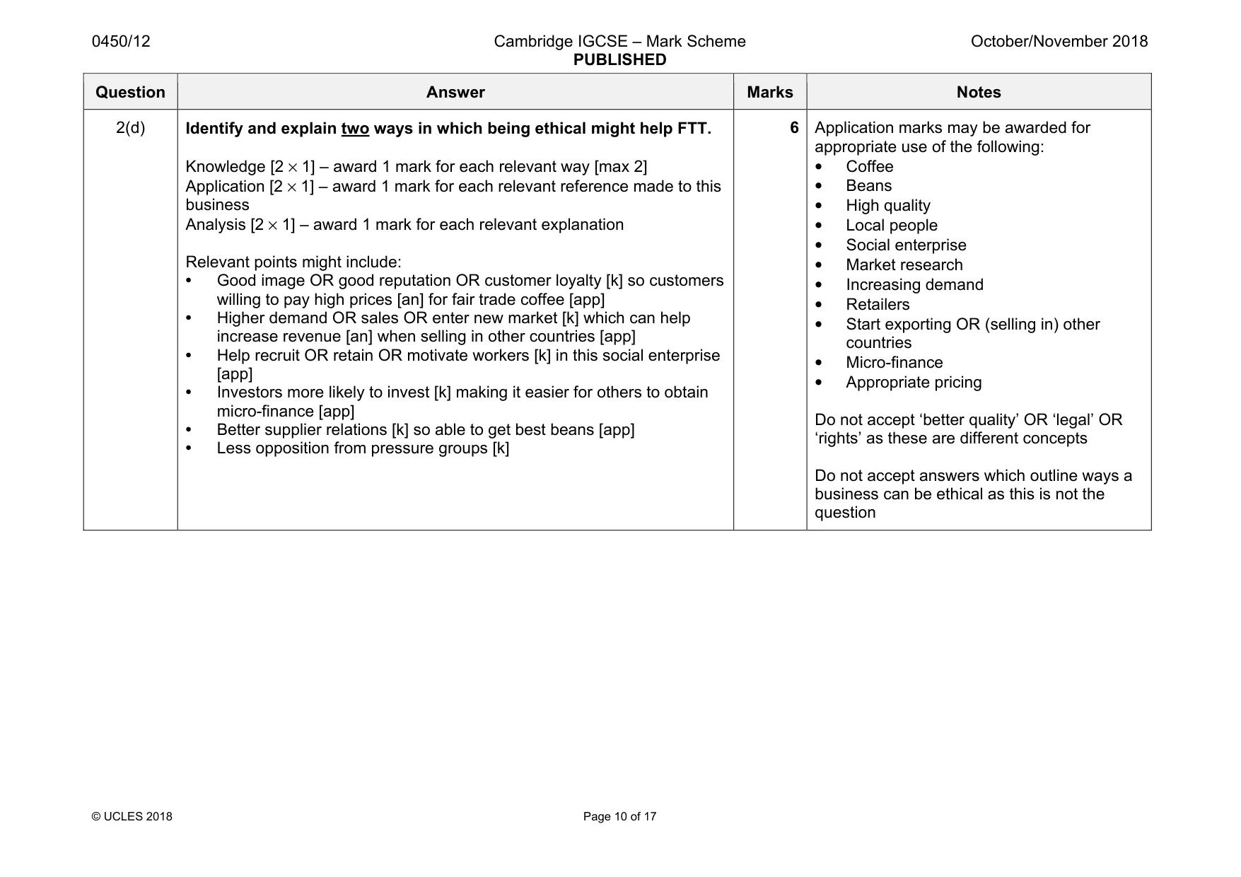 Mark scheme, page 10 of 17