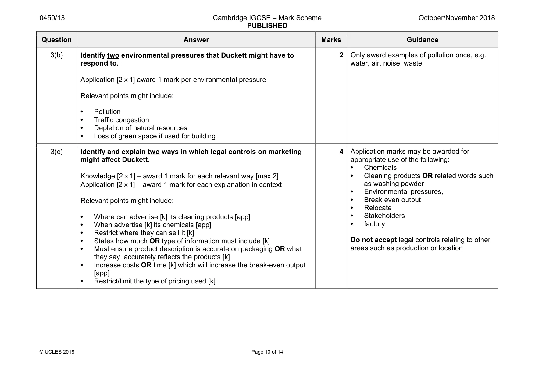 Mark scheme, page 10 of 14
