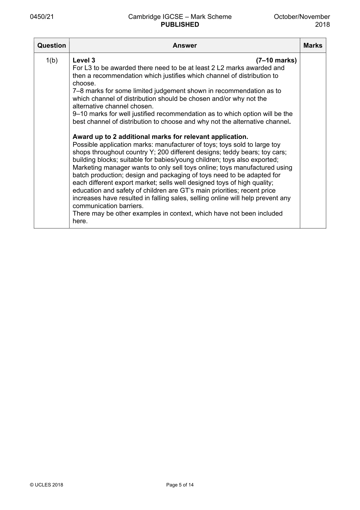 Mark scheme, page 5 of 14