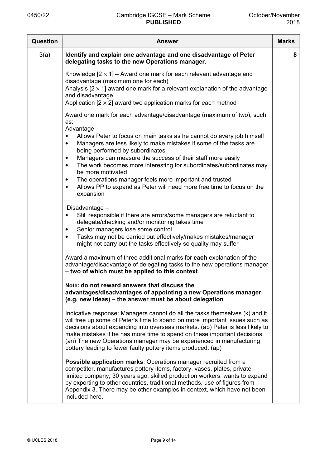 Mark scheme, page 9 of 14